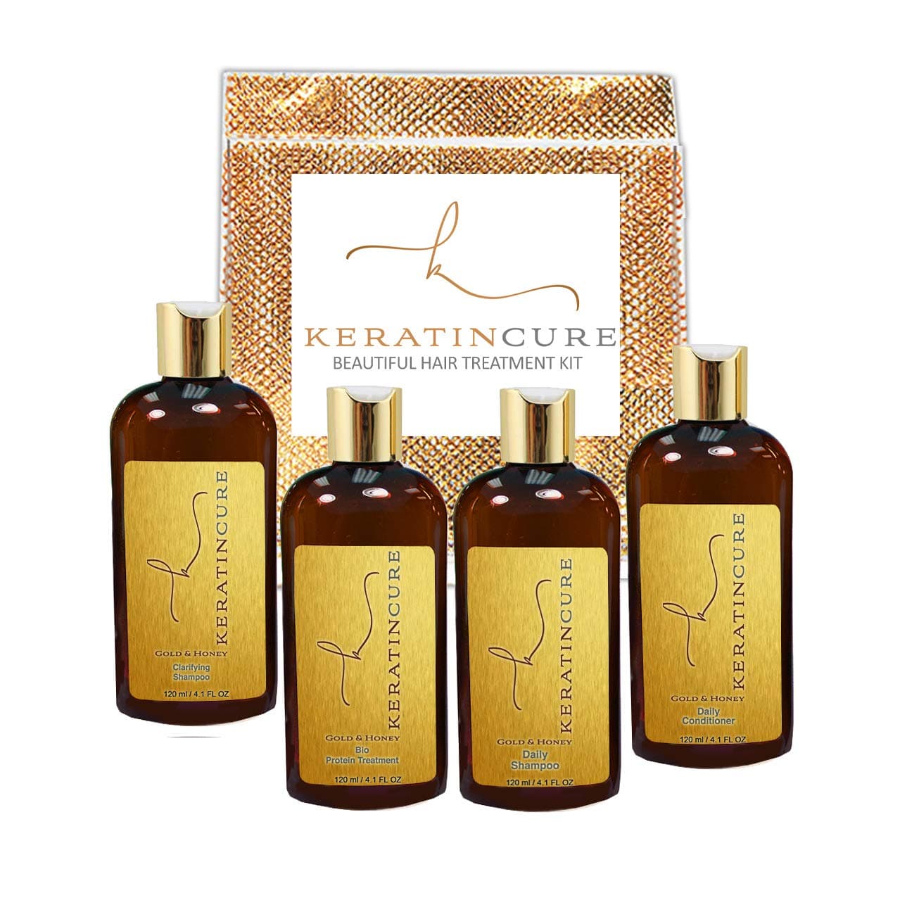 Keratin Cure Best Hair Treatment Gold and Honey Bio Protein Silky Soft Hair Kids, Men, Women Formaldehyde Free Complex with Argan Oil Nourishing St...
