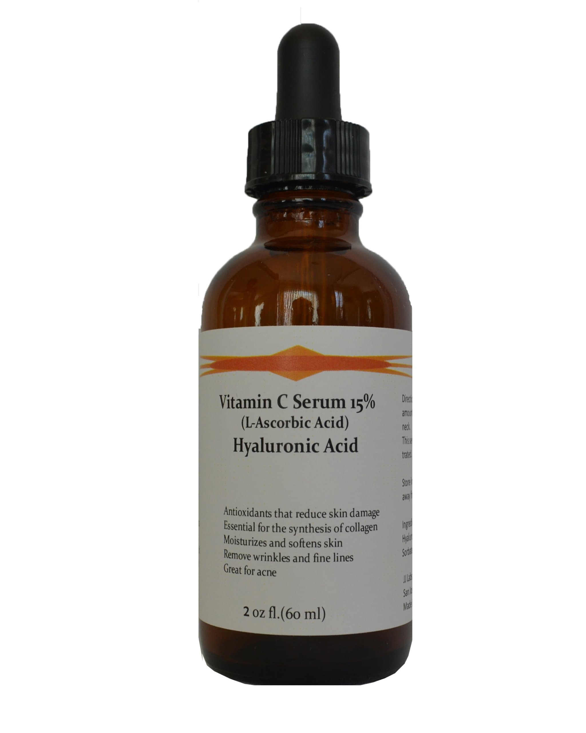 Vitamin C Skin Serum 15% (L-ascorbic Acid) with Pure Hyaluronic Acid Anti Aging Serum 4oz