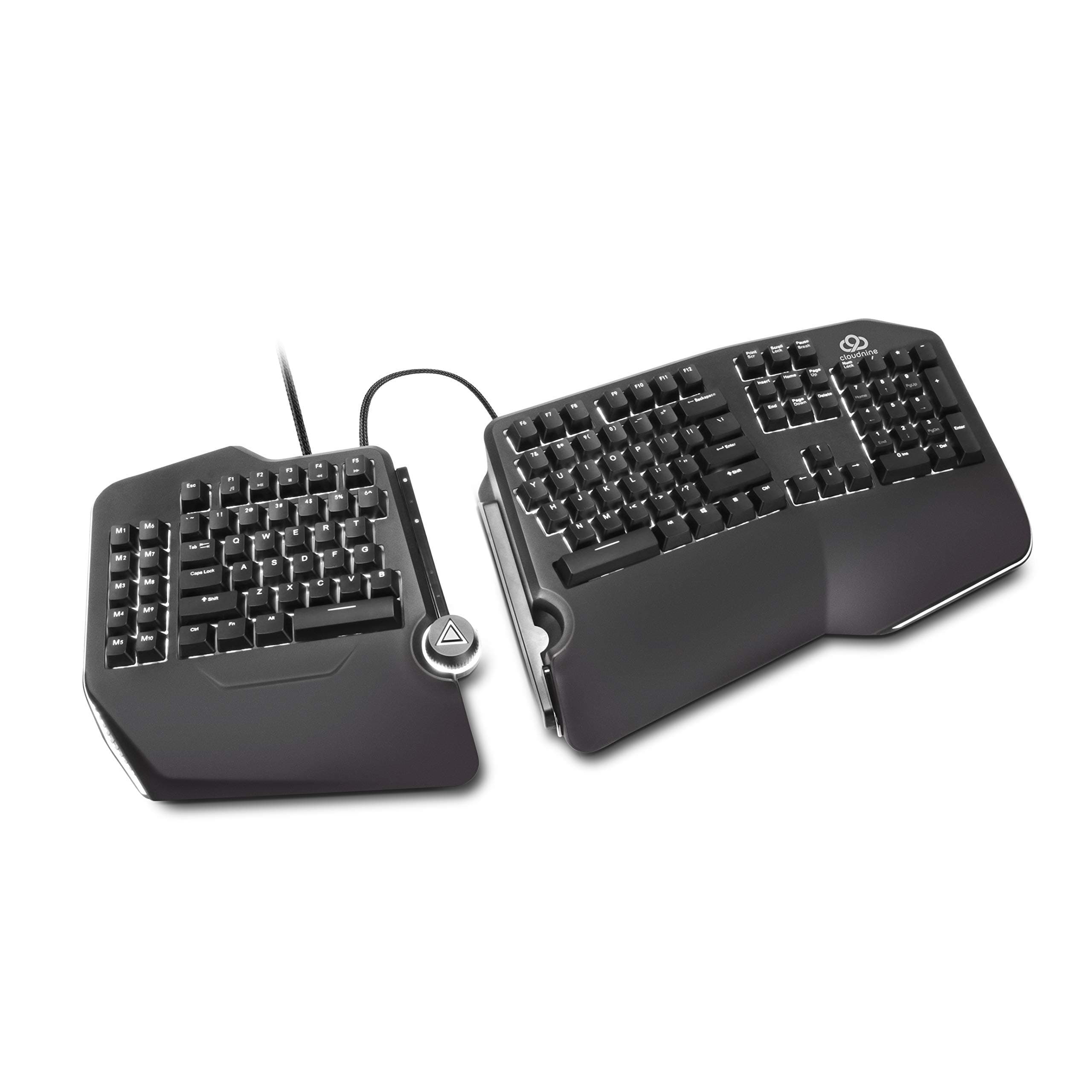 Cloud Nine C989M Ergonomic Mechanical Keyboard - Cherry MX Brown Switches - RGB Light Up LED Backlit with USB - Ergo Split Key Board with Macro for PC