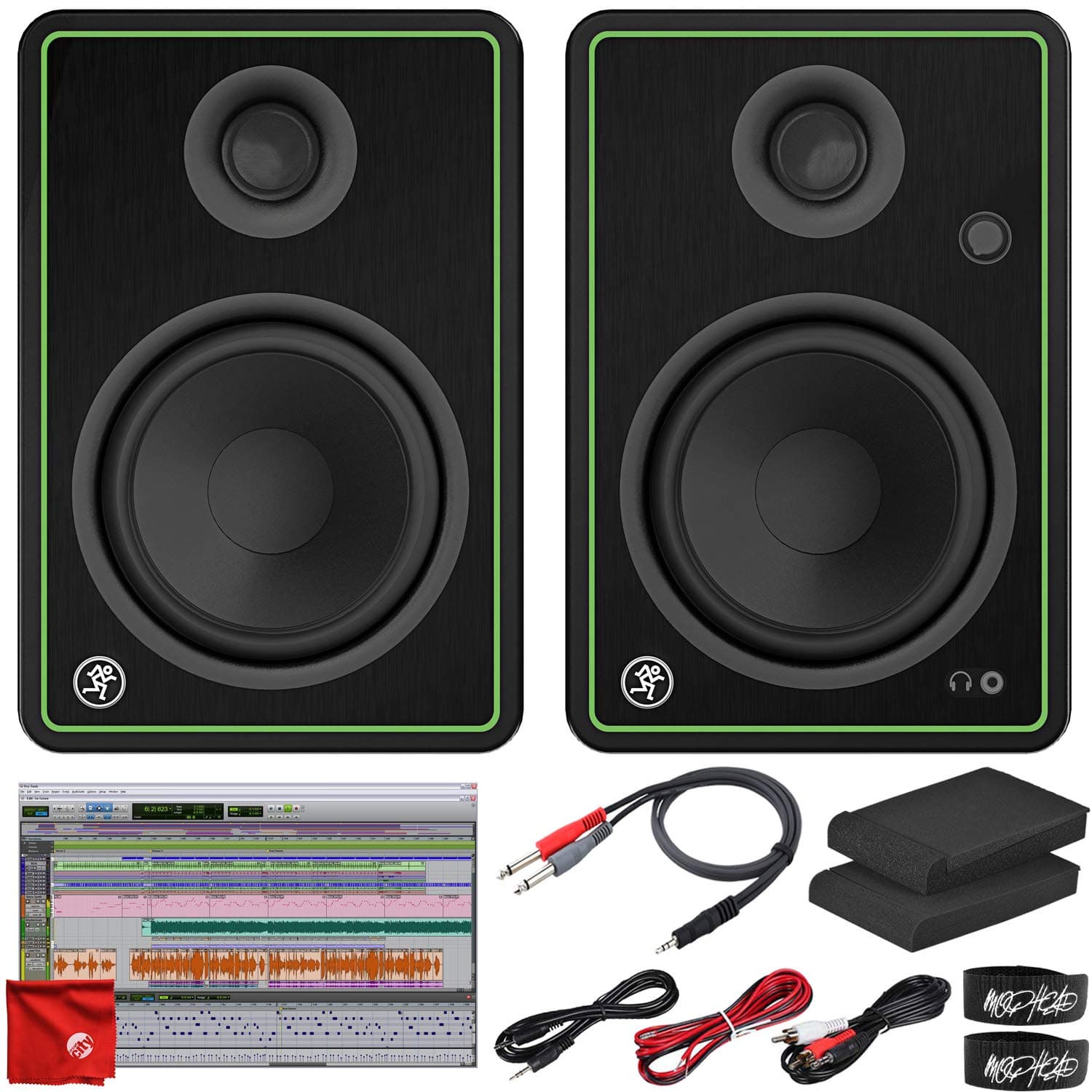 Mackie CR5-XBT 5-Inch Bluetooth Creative Reference Multimedia Monitors Bundle with Pro Tools First DAW Music Editing Software, Dual 1/4" Stereo...