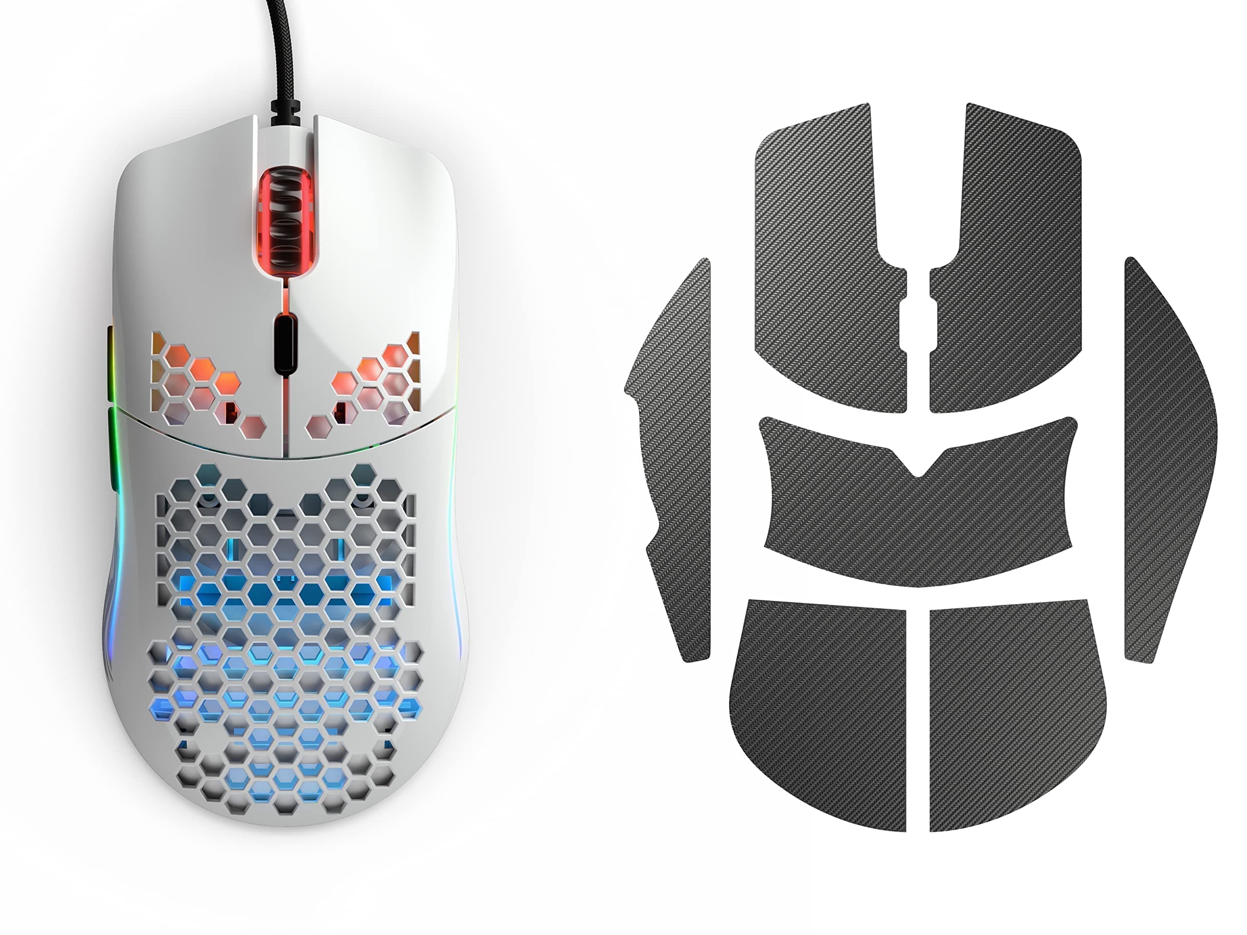(Mouse + Grip Tape) Glorious Model O- (Minus) Gaming Mouse, Glossy White (GOM-GWHITE) + Glorious Gaming Mouse Grip Tape (Model O- (Minus)) (Bundle)