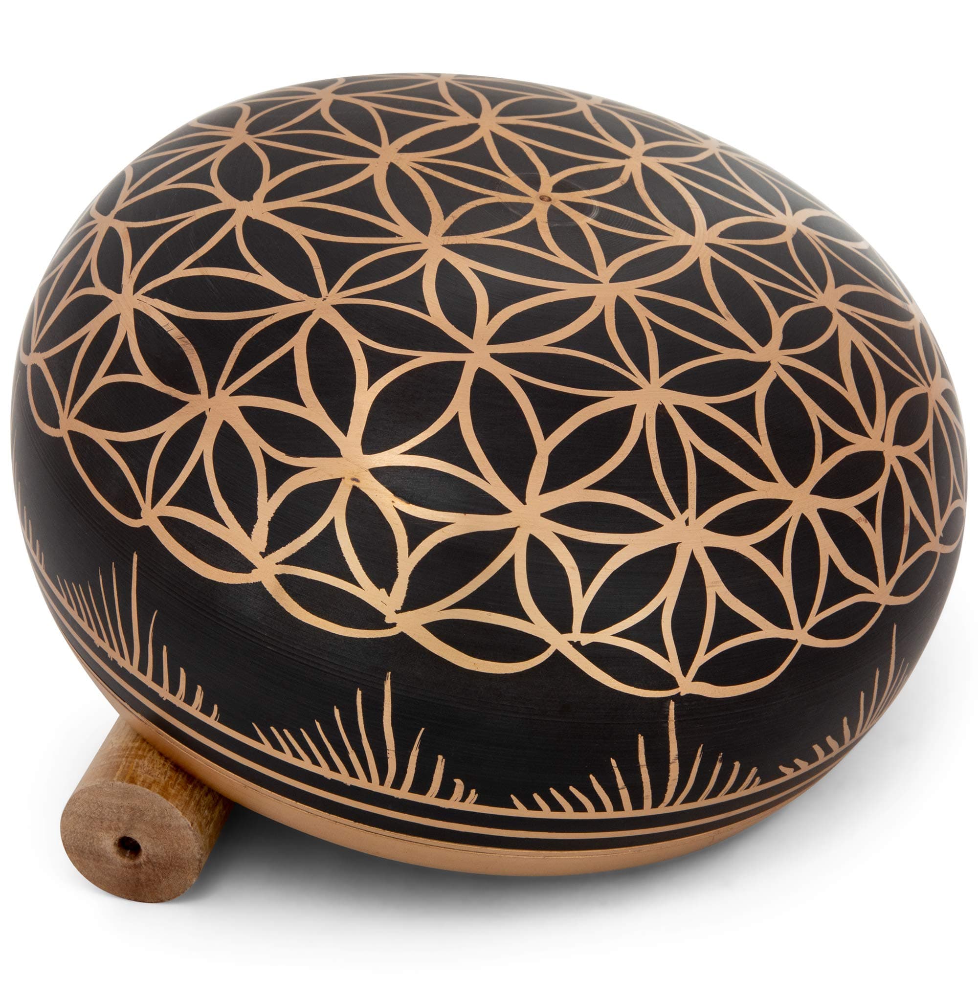 Meditative 6 inch Flower of Life Design Singing Bowl with Mallet and Cushion. Tibetan Sound Bowls for Energy Healing, Mindfulness, Grounding, Zen, ...