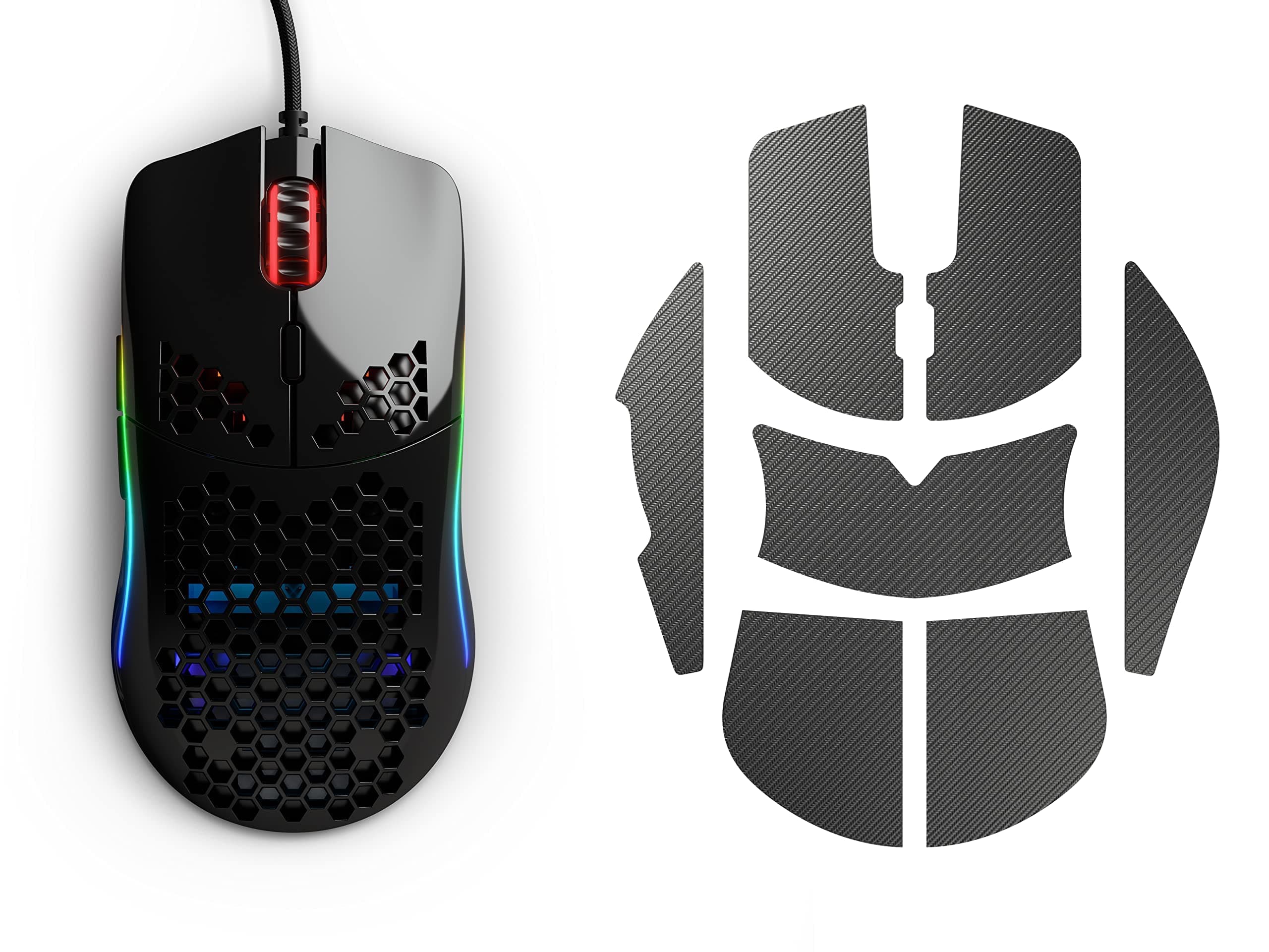 (Mouse + Grip Tape) Glorious Model O Gaming Mouse, Glossy Black (GO-GBLACK) + Glorious Gaming Mouse Grip Tape (Model O) (Bundle)