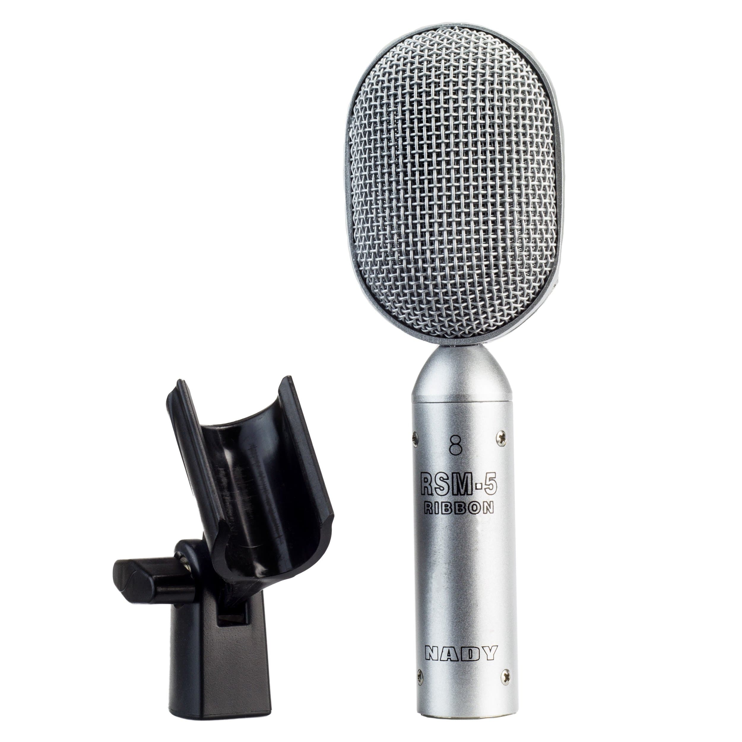 Nady RSM-5 Ribbon Microphone - Unique compact shape perfect for close miking, includes microphone clip and soft cloth pouch