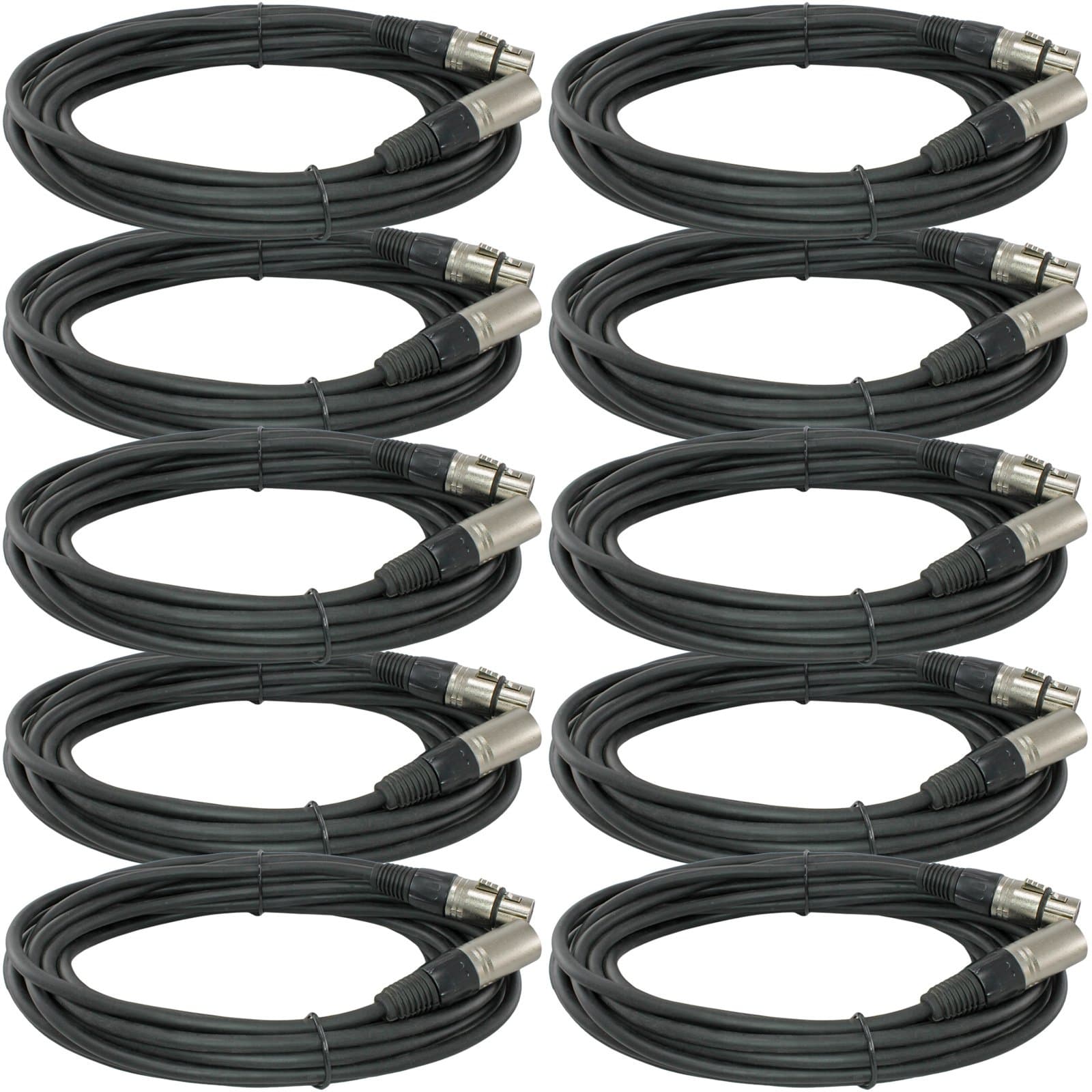 10Pack 25 FT Foot XLR 3 Pin Male Female MIC Microphone Shielded Audio Cable Cord