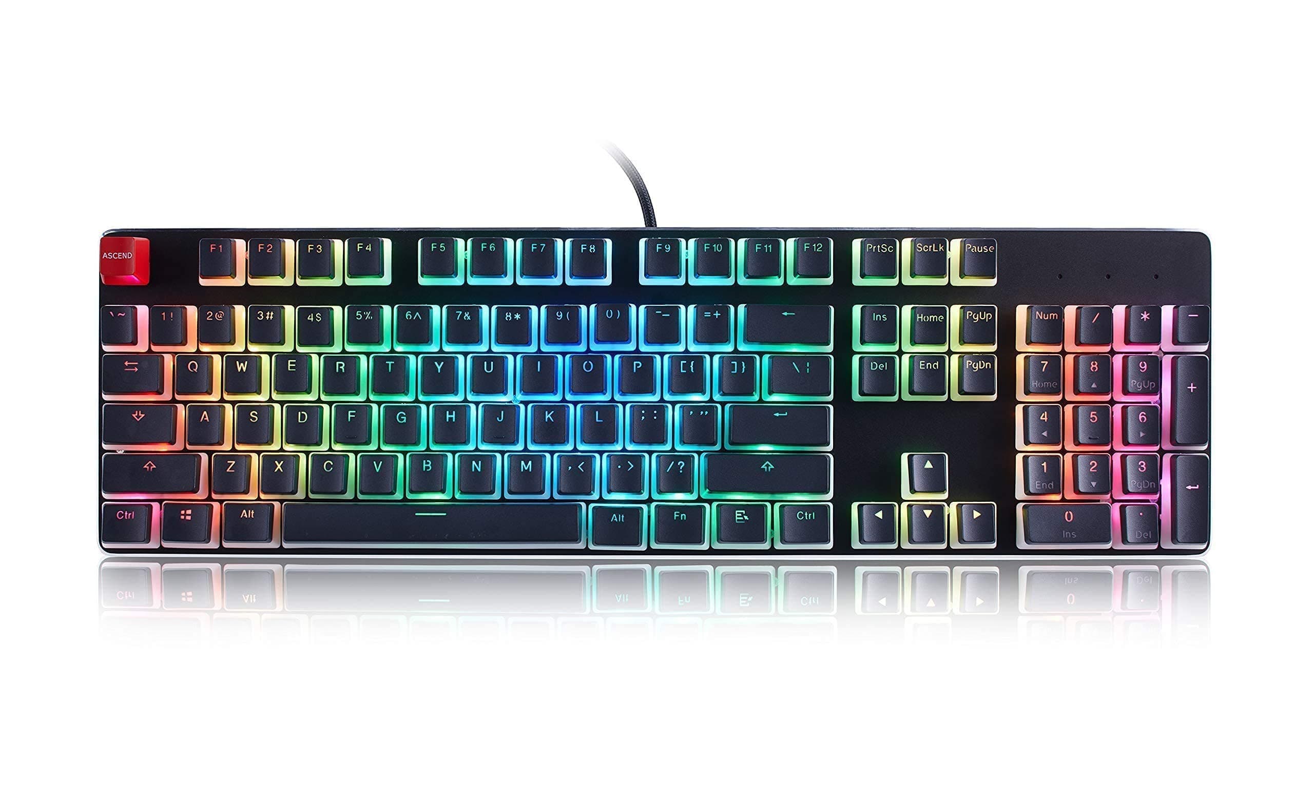 (Keyboard + Keycaps) Glorious Modular Mechanical Gaming Keyboard - Full Size (104 Key, Prebuilt) + Glorious Black Aura Keycaps (Bundle)
