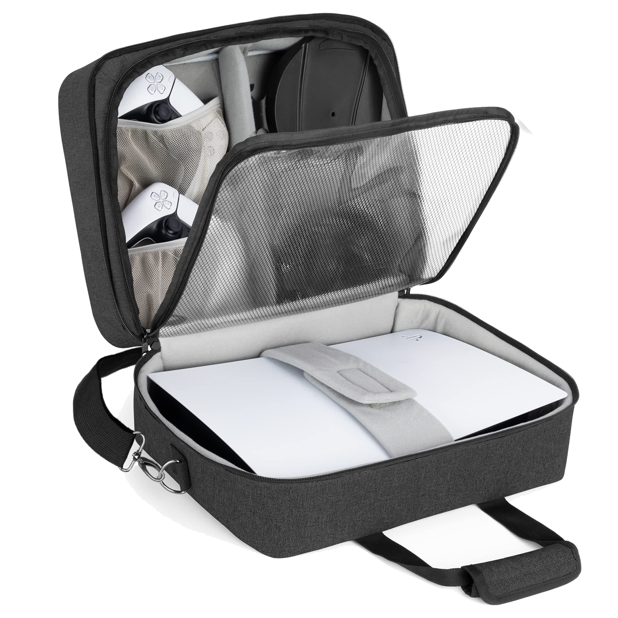 Trunab Gaming Console Bag Compatible with PS5/PS4/PS4 Pro/PS4 Slim/Xbox One/Xbox One X/Xbox One S, Portable Travel Handbag with Multiple Compartmen...