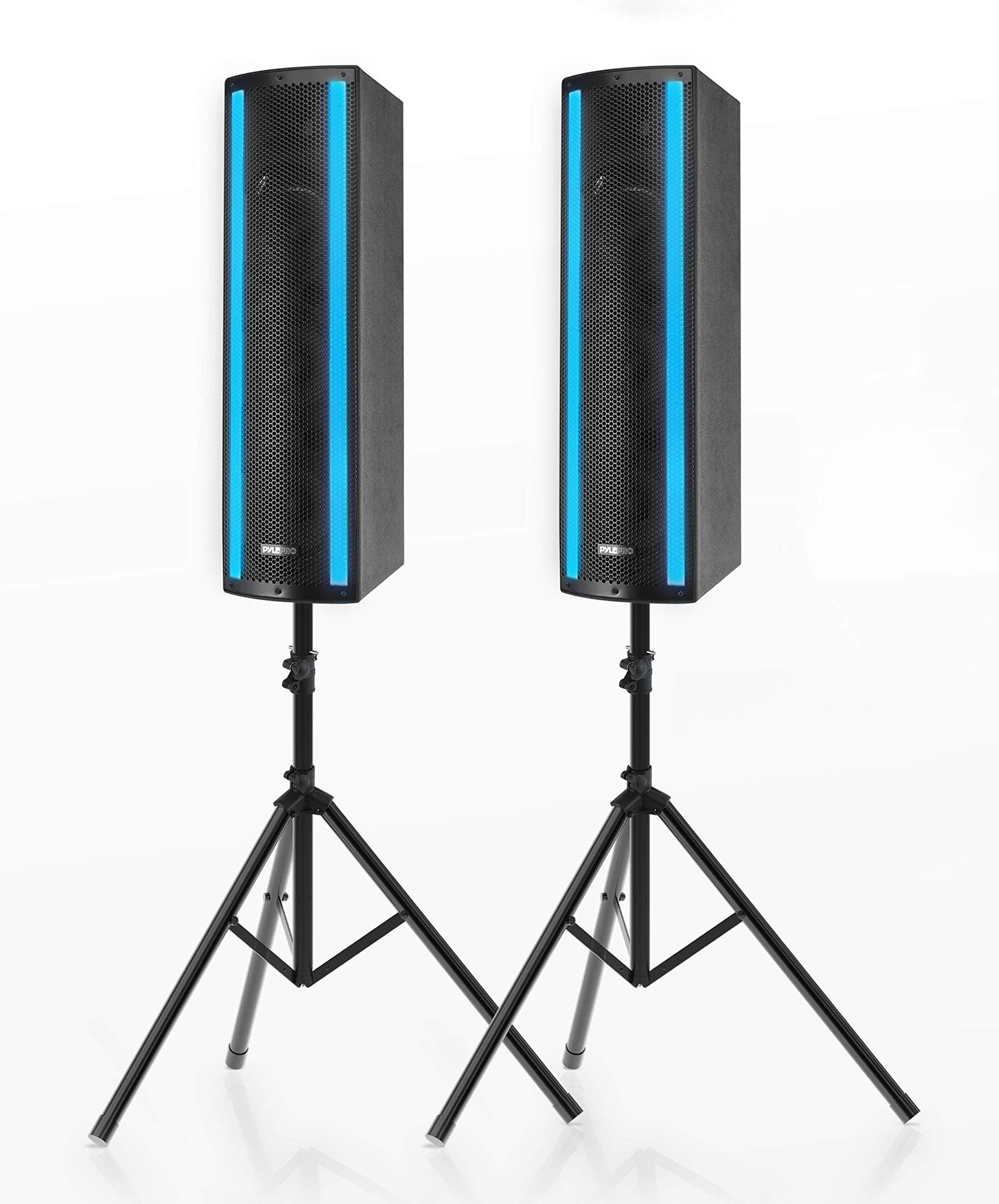 Portable Bluetooth PA Speaker System - 3-Way Active & Passive Outdoor Bluetooth Speaker Portable PA System w/ Microphone In, Party Lights, FM Radio...