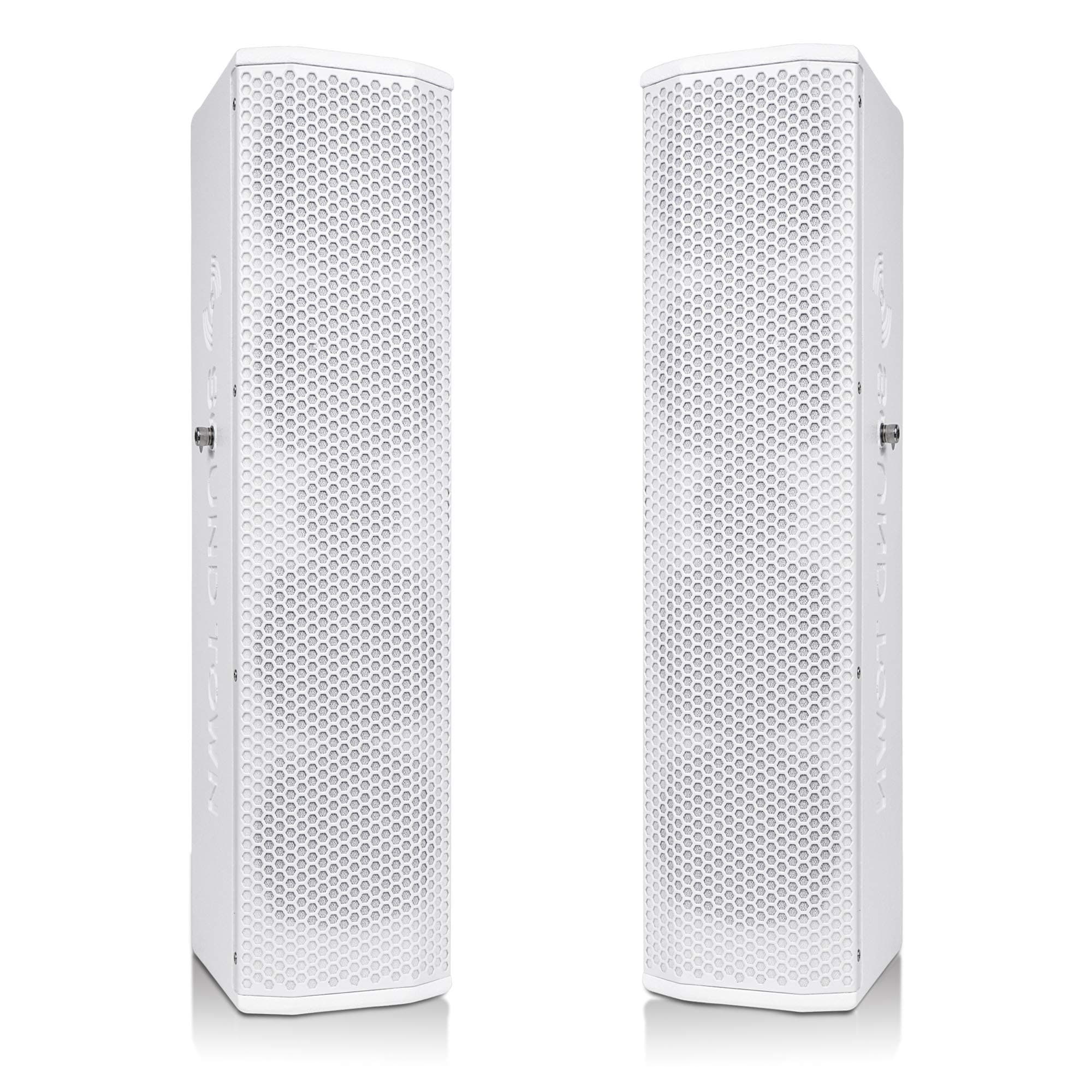 Sound Town Pair of Passive Wall-Mount Column Mini Line Array Speakers with 4 x 5” Woofers, White for Live Event, Church, Conference, Lounge, CARPO-V5W