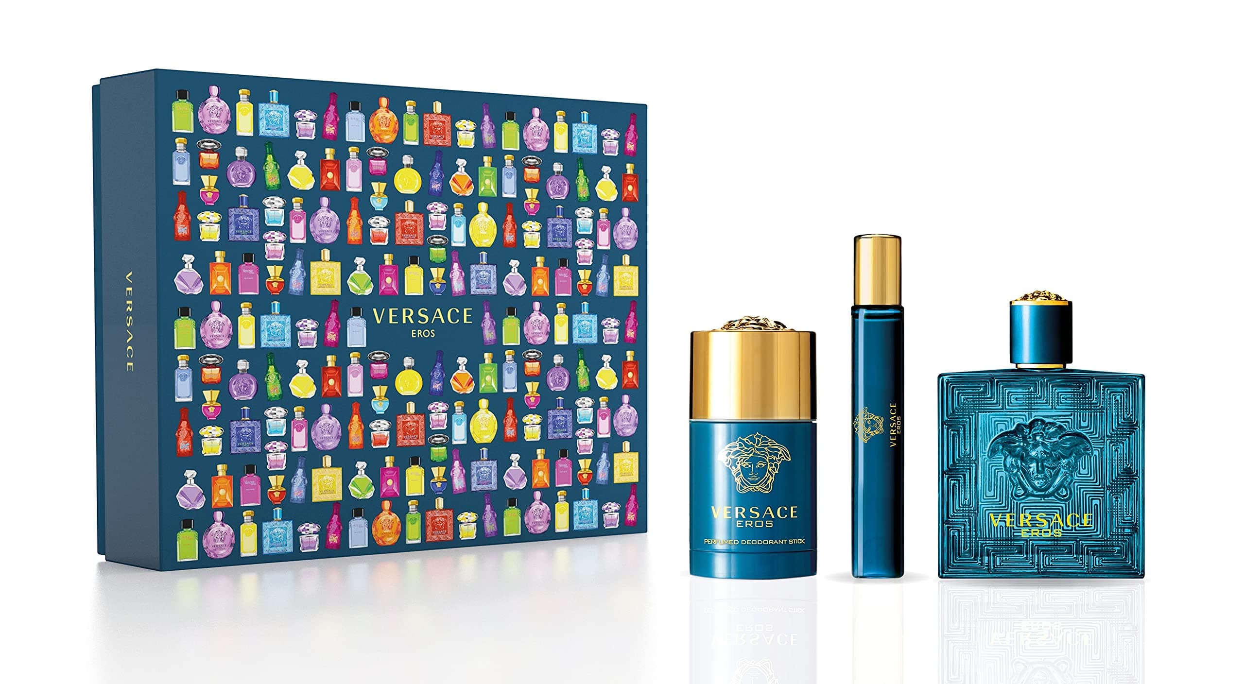 Versace Eros for Men Eau de Toilette, Deodorant or Travel Spray, Aromatic Fougere, (3.4 + 2.5 + 0.3) Oz, 6.2 Oz, 3 Count