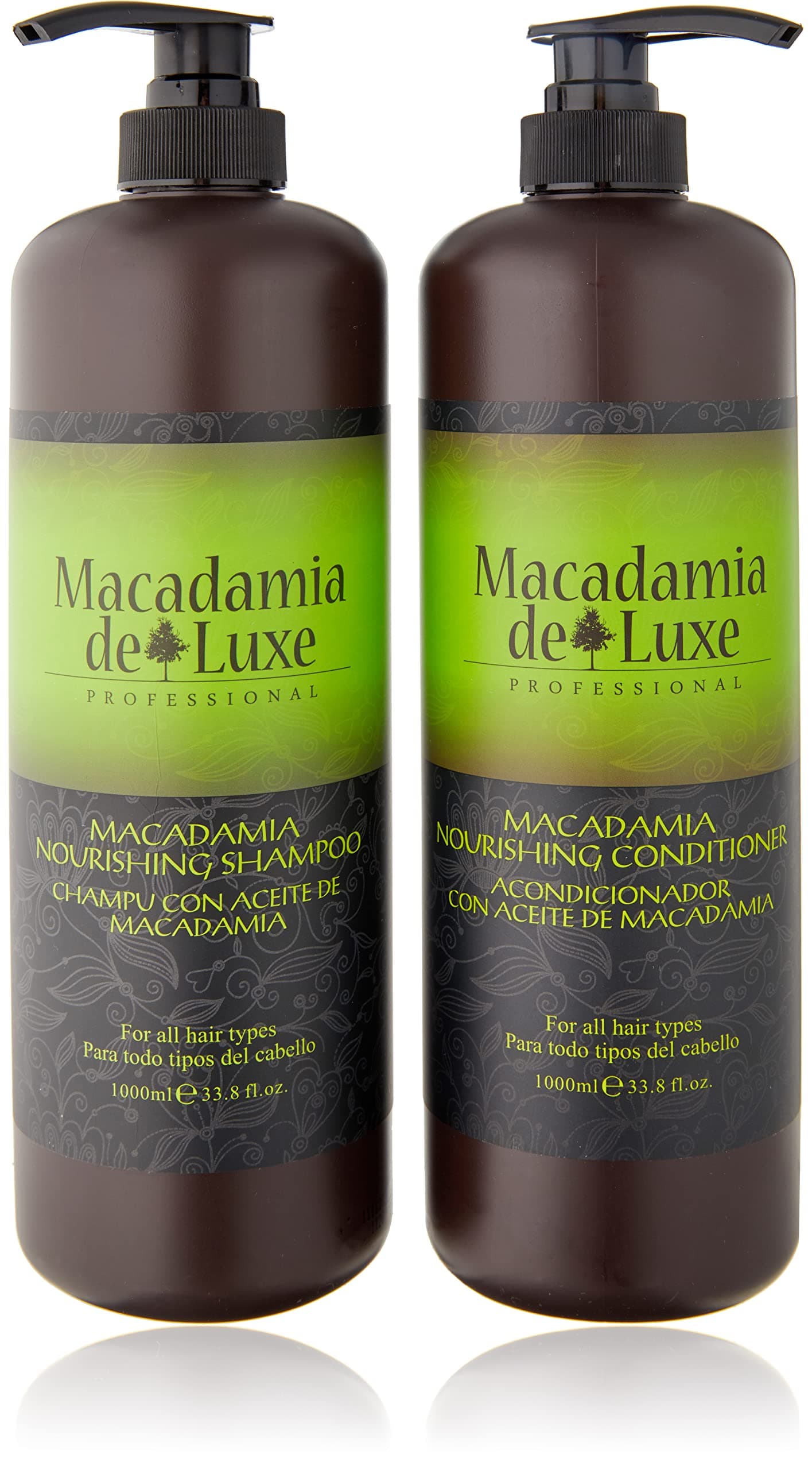 Macadamia Deluxe Professional Shampoo and Conditioner for all hair types Pack of 2 33 oz. each Ultra Hydrating 100% Safe for Color Treated Hair UV ...