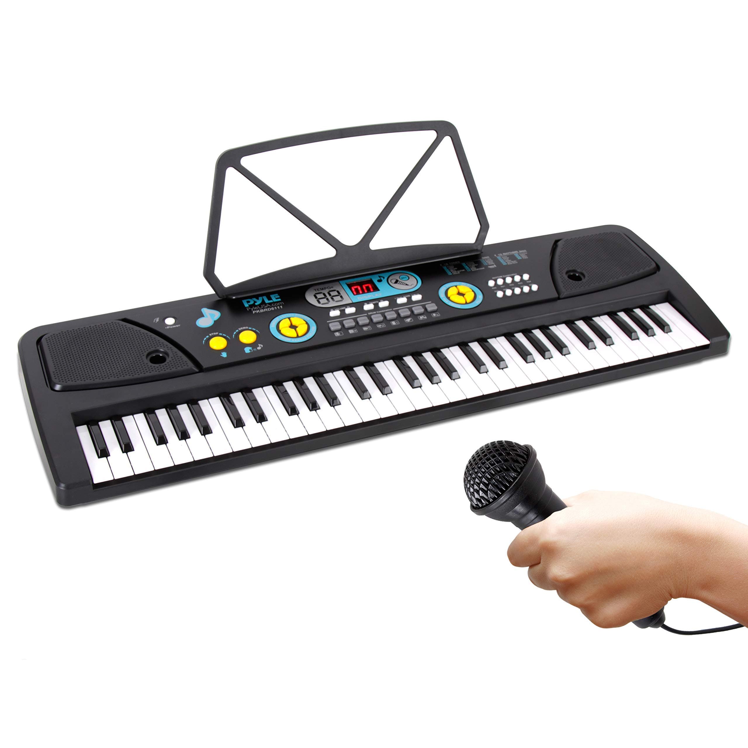 Digital Piano Kids Keyboard - Portable 61 Key Piano Keyboard, Learning Keyboard for Beginners w/ Drum Pad, Recording, Microphone, Music Sheet Stand...