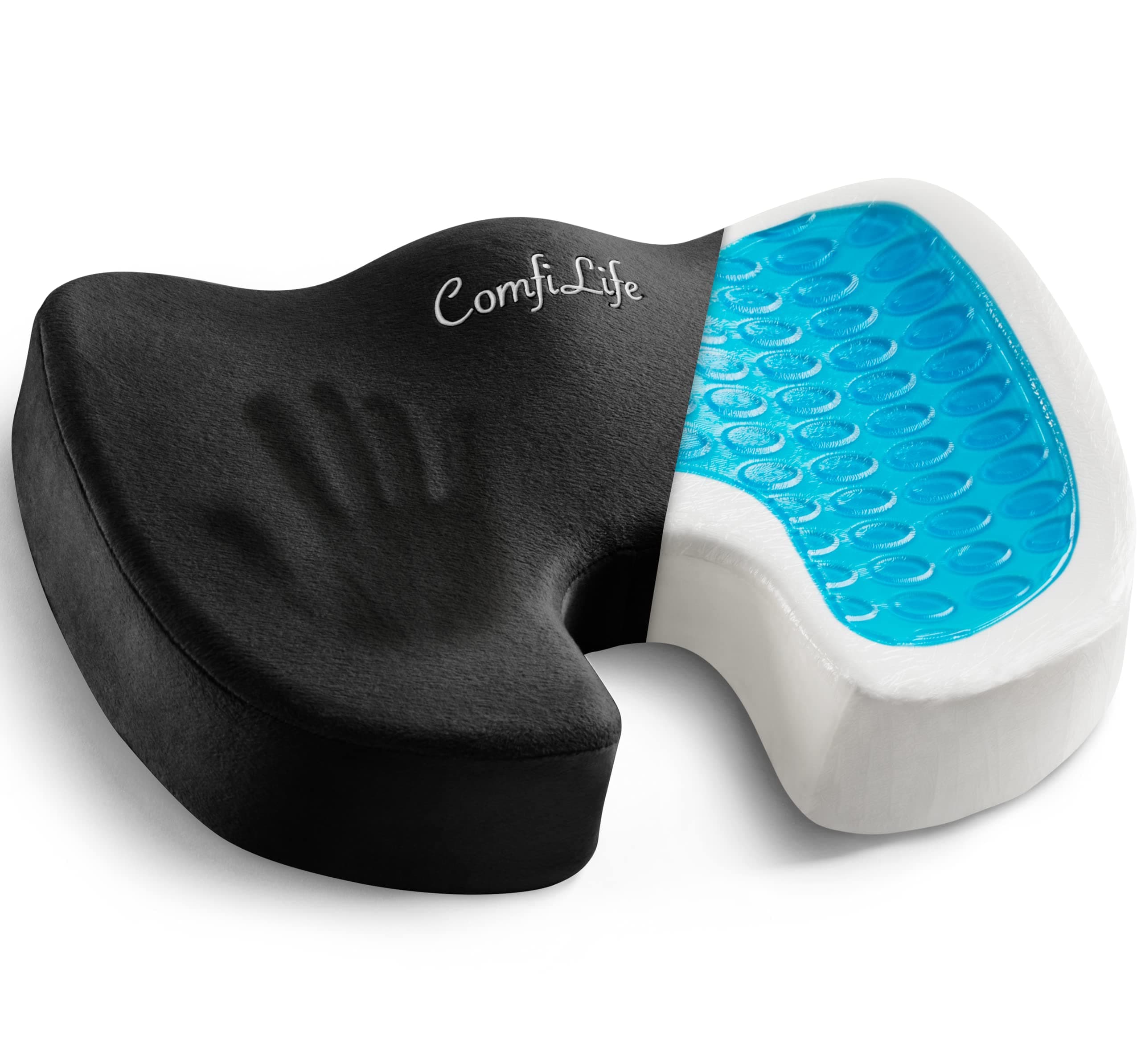 ComfiLife Gel Enhanced Seat Cushion - Non-Slip Orthopedic Gel & Memory Foam Coccyx Cushion for Tailbone Pain - Office Chair Car Seat Cushion - Scia...