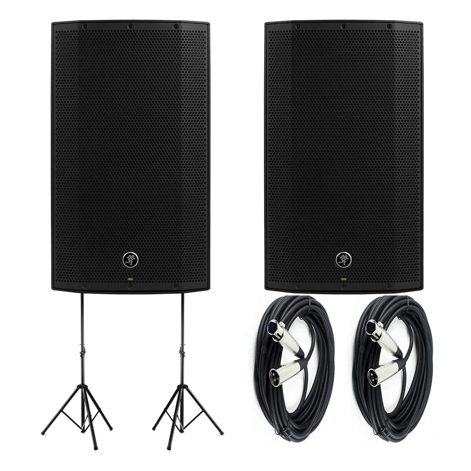 Mackie Thump15A - 1300W 15" Powered Loudspeaker (Pair) with (2) Steel Speaker Stand and (2) XLR-XLR Cable, Black