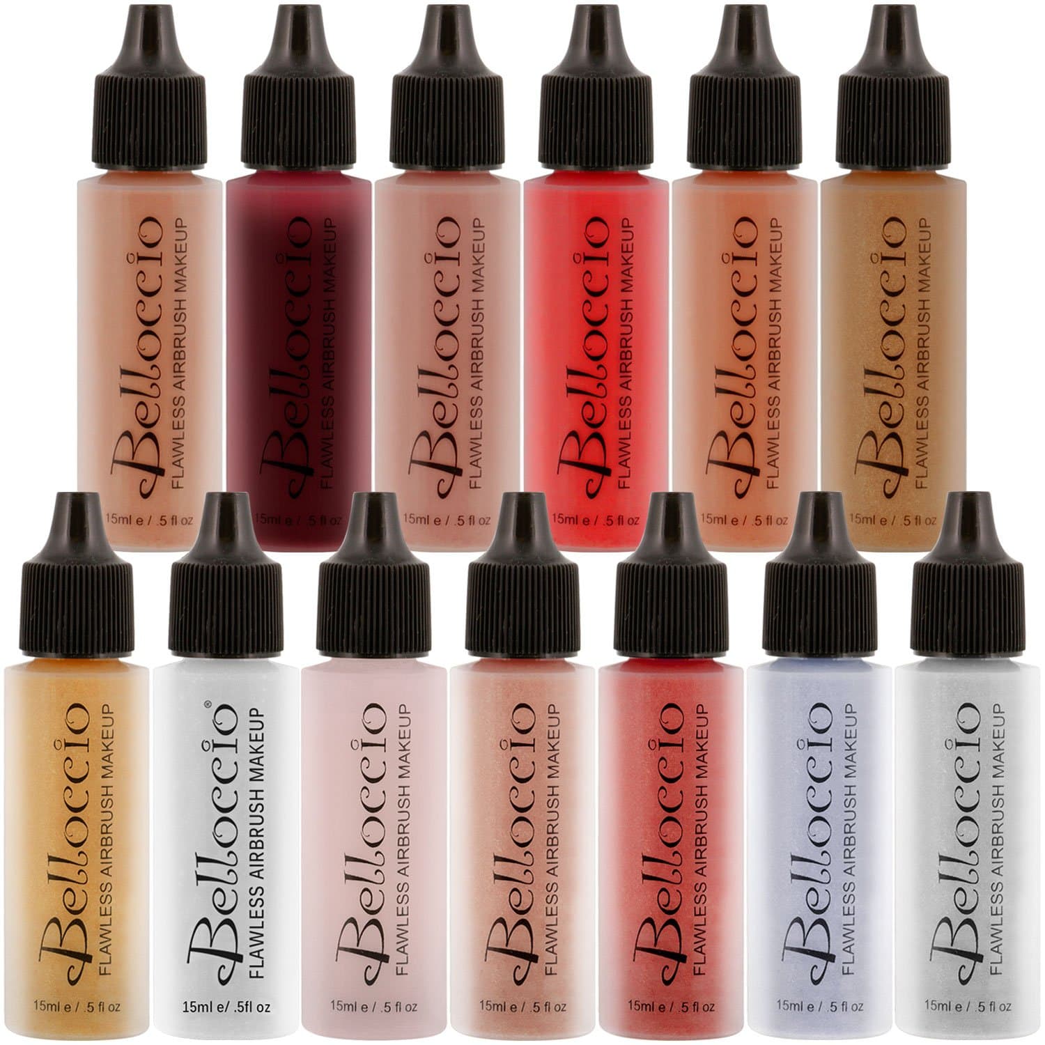 Belloccio Master Set of All 13 Blush, Bronzer & Shimmer Color Shades within Belloccio's Professional Flawless Airbrush Makeup Product Line (13 ...