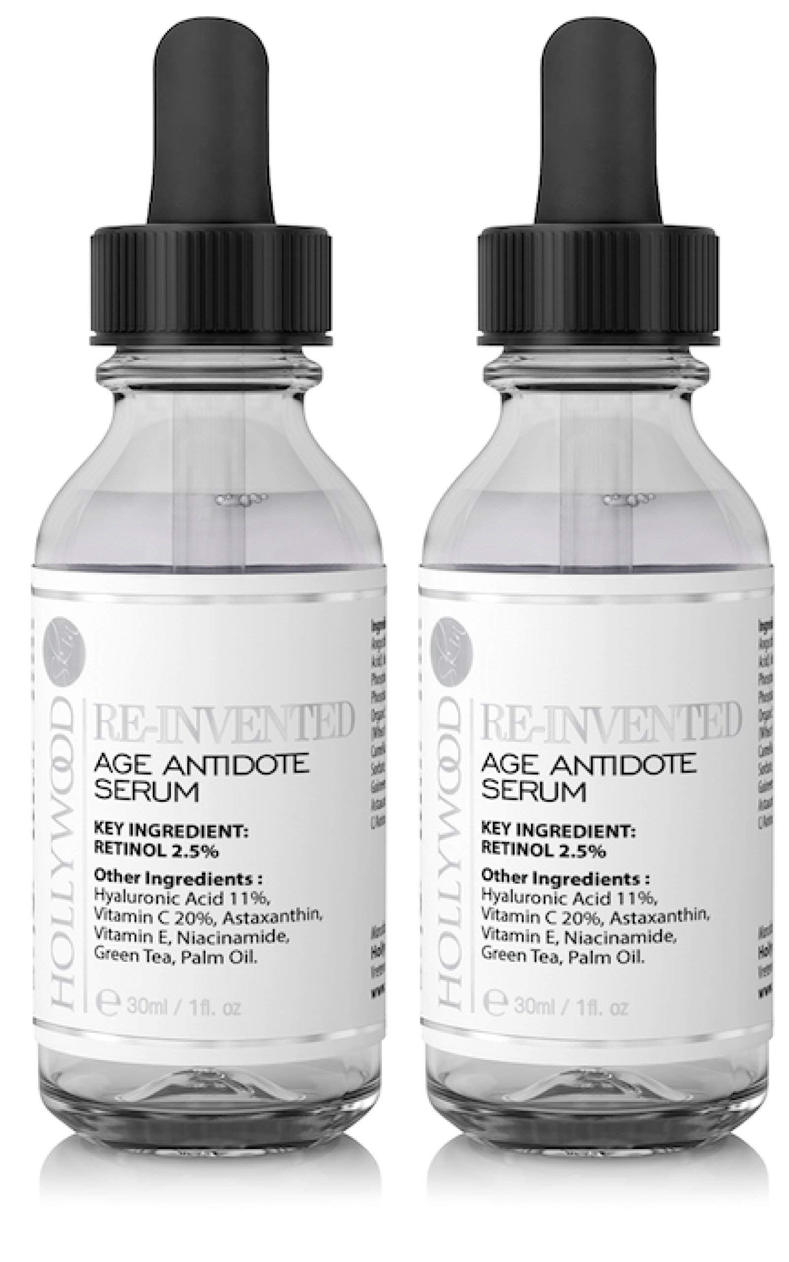 Hollywoodskin 2.5% Retinol serum–4x STRONGER than regular anti-aging and acne treatments. With 11% Hyaluronic Acid and 20% Vitamin C, highest stren...