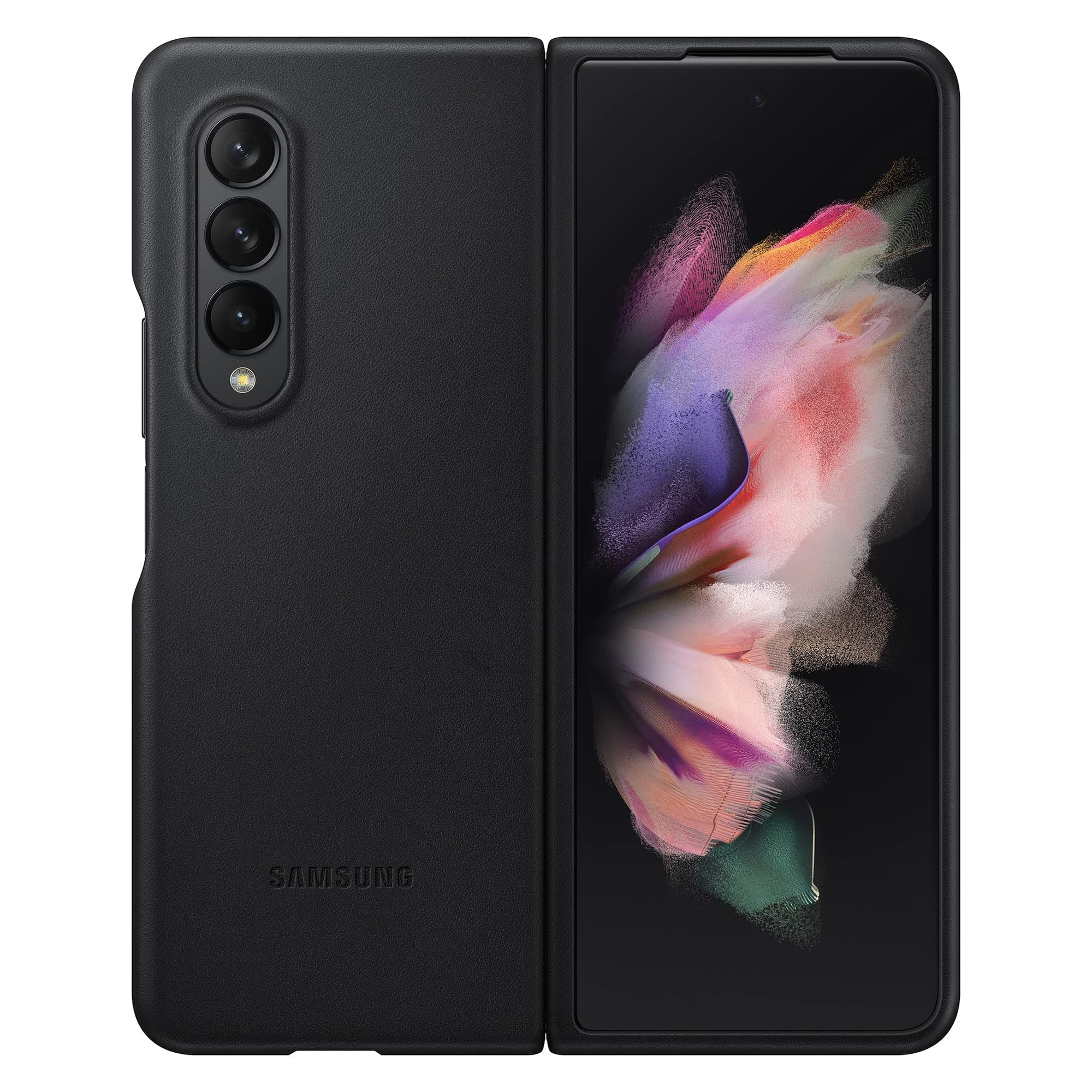 Samsung Galaxy Z Fold 3 Official Leather Case, Leather Protective Cover, International Version (Black)