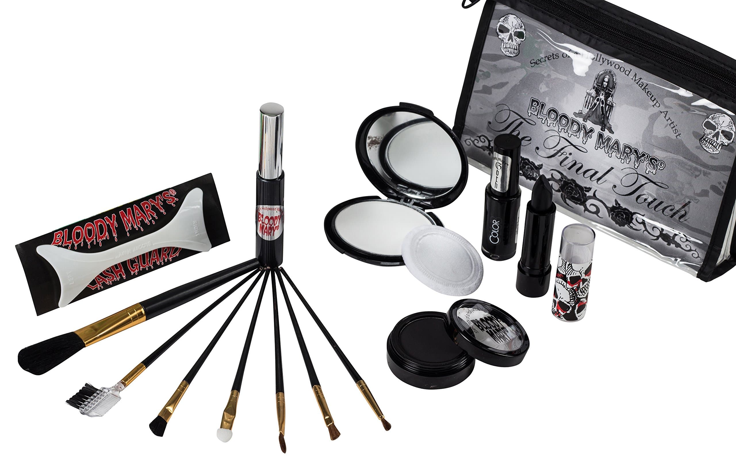 Gothic Style Final Touch Makeup Kit By Bloody Mary - Professional Quality Dark Goth Look Cosmetic Supplies Set - Black Mascara, Nail Polish, Eyesha...