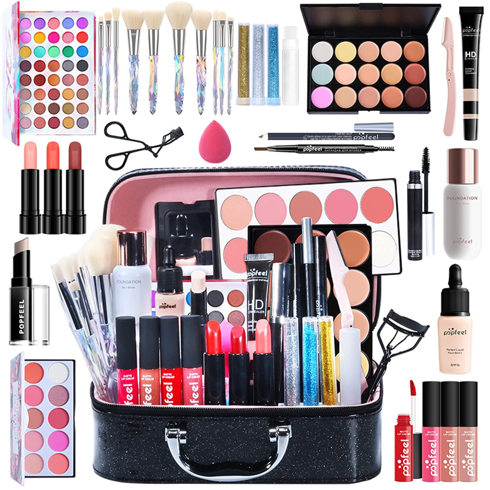 Pure Vie All-in-One Holiday Gift Makeup Set Cosmetic Essential Starter Bundle Include Eyeshadow Palette Lipstick Concealer Blush Mascara Foundation...