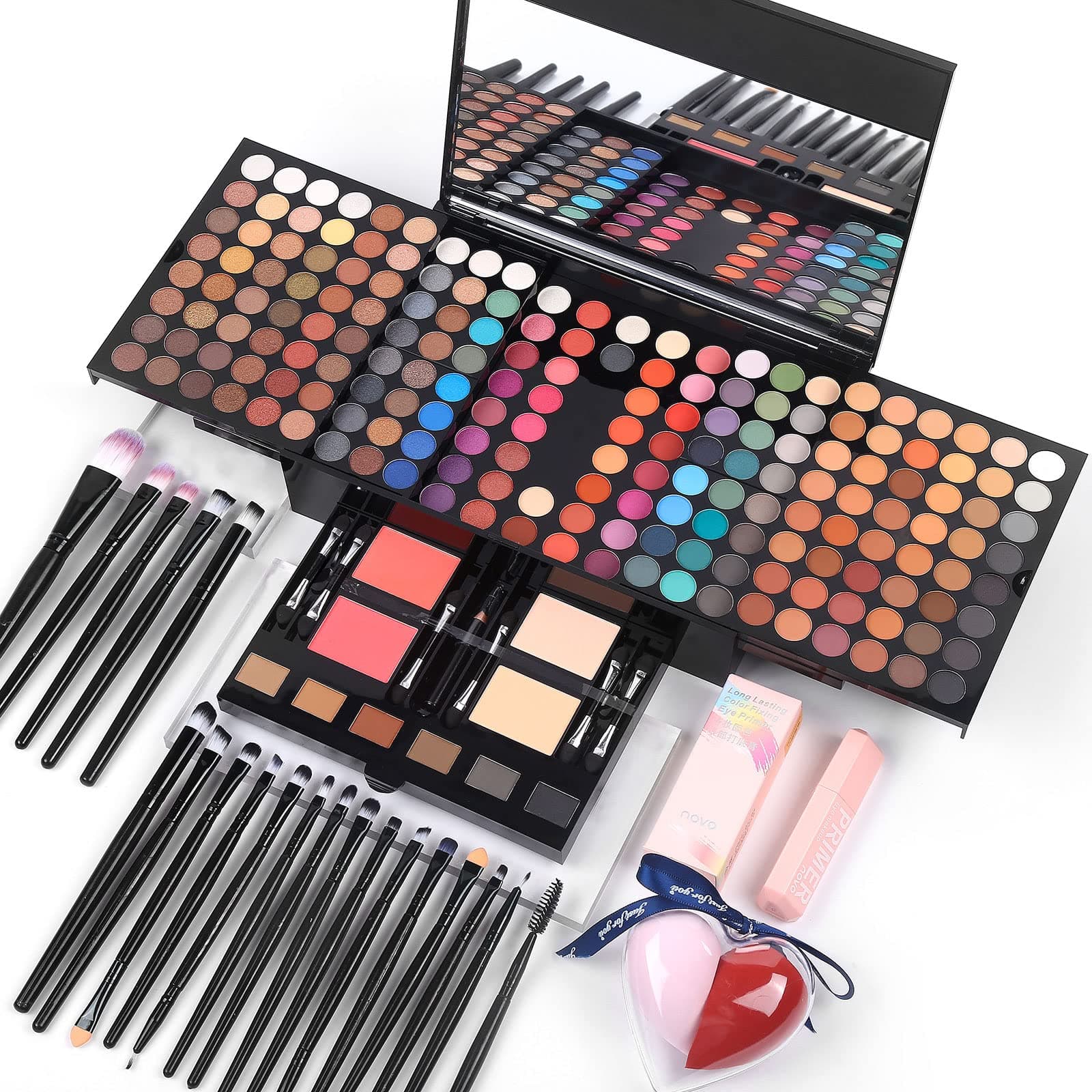 Makeup Gift Sets For Women - 190 Colors Makeup Palette Include Eyeshadow, Blushes, Eyebrow Powder, Eyeliner Pencil, Mirror + 20 Pcs Makeup Brushes ...