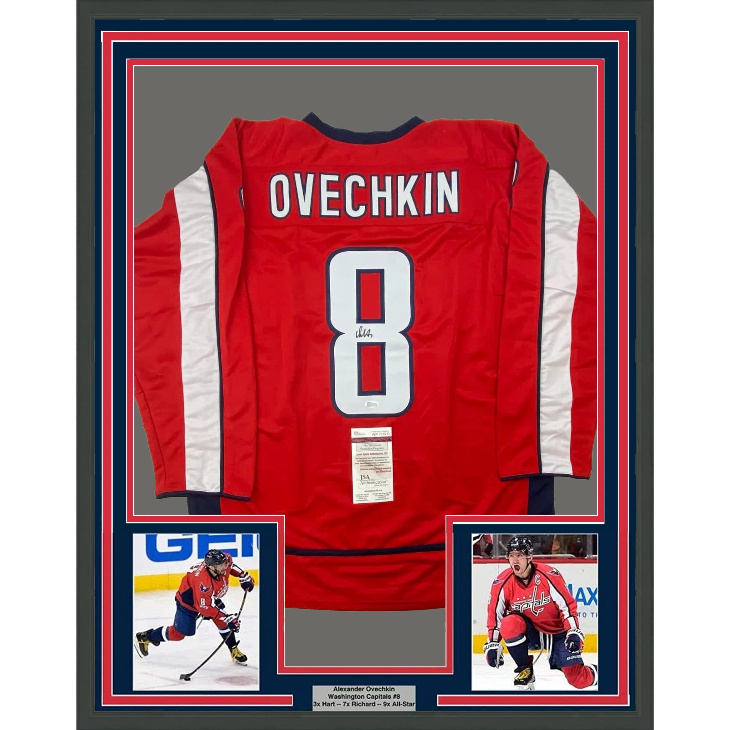 Framed Autographed/Signed Alexander Alex Ovechkin 33x42 Washington Capitals Red Hockey Jersey JSA COA