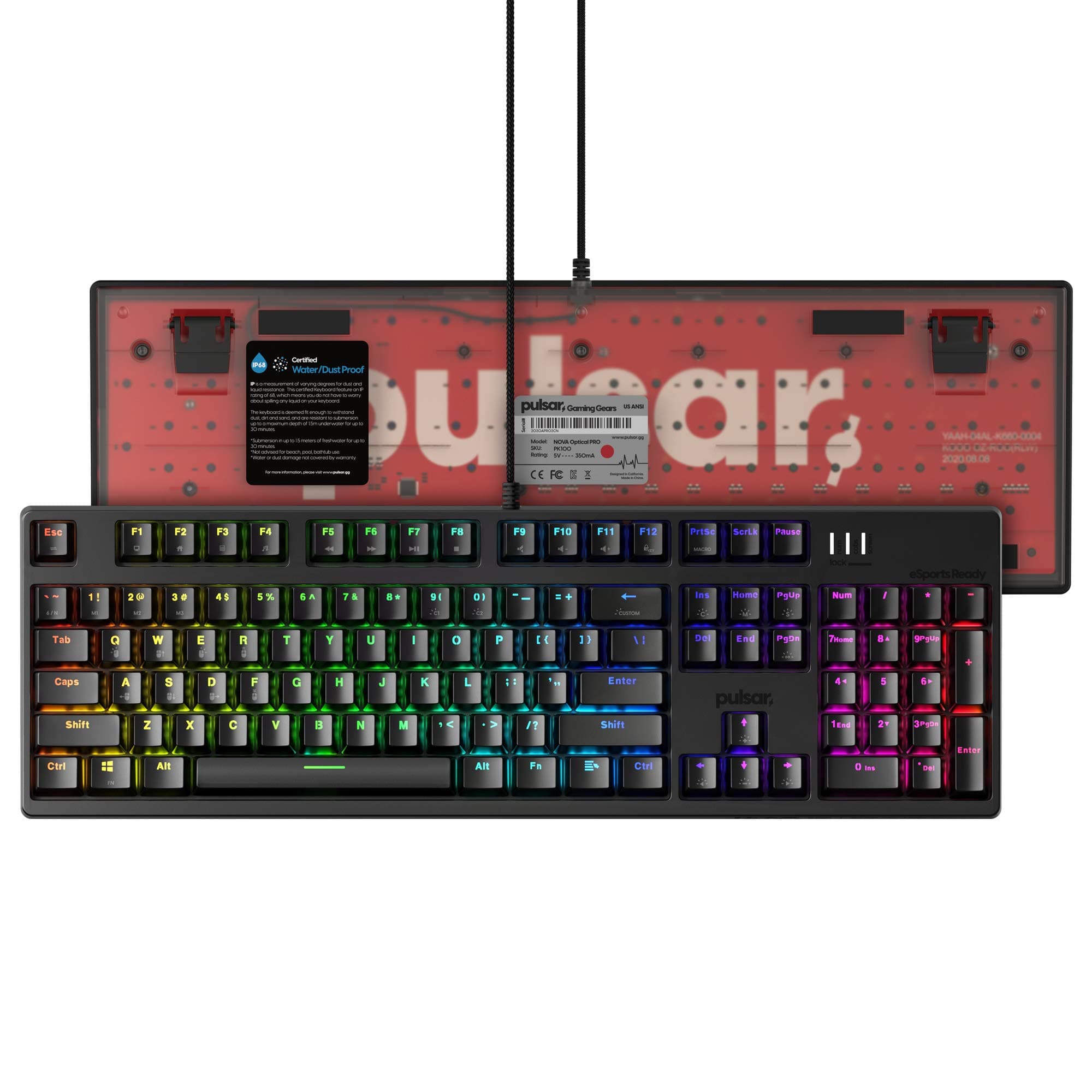 Pulsar Gaming Gears - PK101 Nova Optical PRO eSports Level Hot Swappable Super Fast Optical Mechanical Gaming Keyboard - 0.1ms Lag Free Waterproof ...