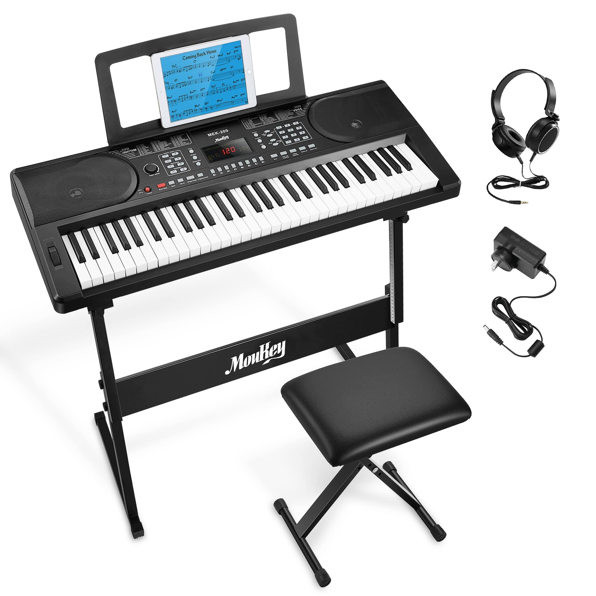 Moukey Keyboard Piano, 61 Key Piano Keyboard, Full-Size Electric Piano, Superior Sound and Powerful Functions, Electric Keyboard with Digital Piano...