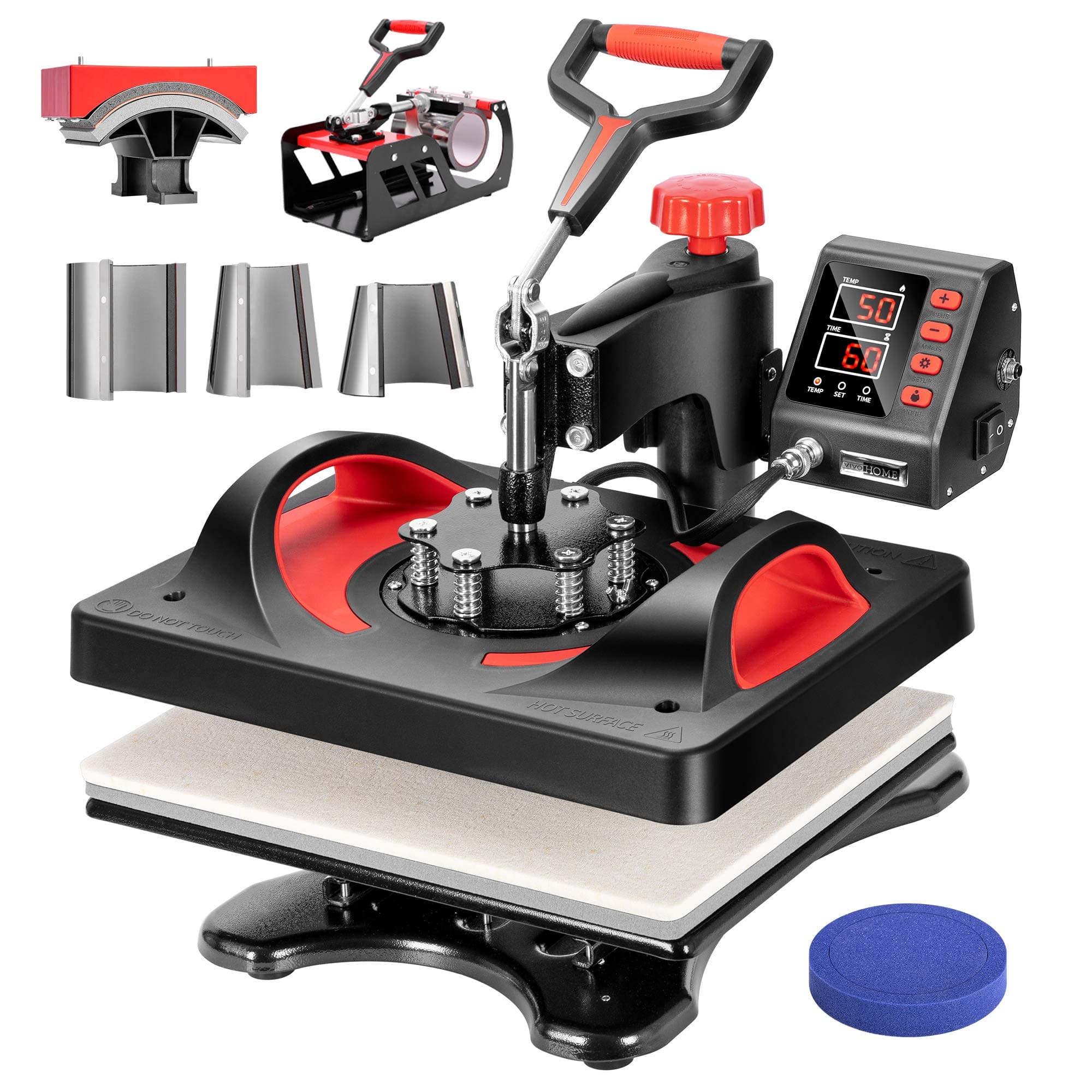 VIVOHOME Upgraded 8 in 1 Combo Multifunctional Swing Away Clamshell Printing Sublimation Heat Press Transfer Machine for T-Shirt Hat Cap Mug Plate ...