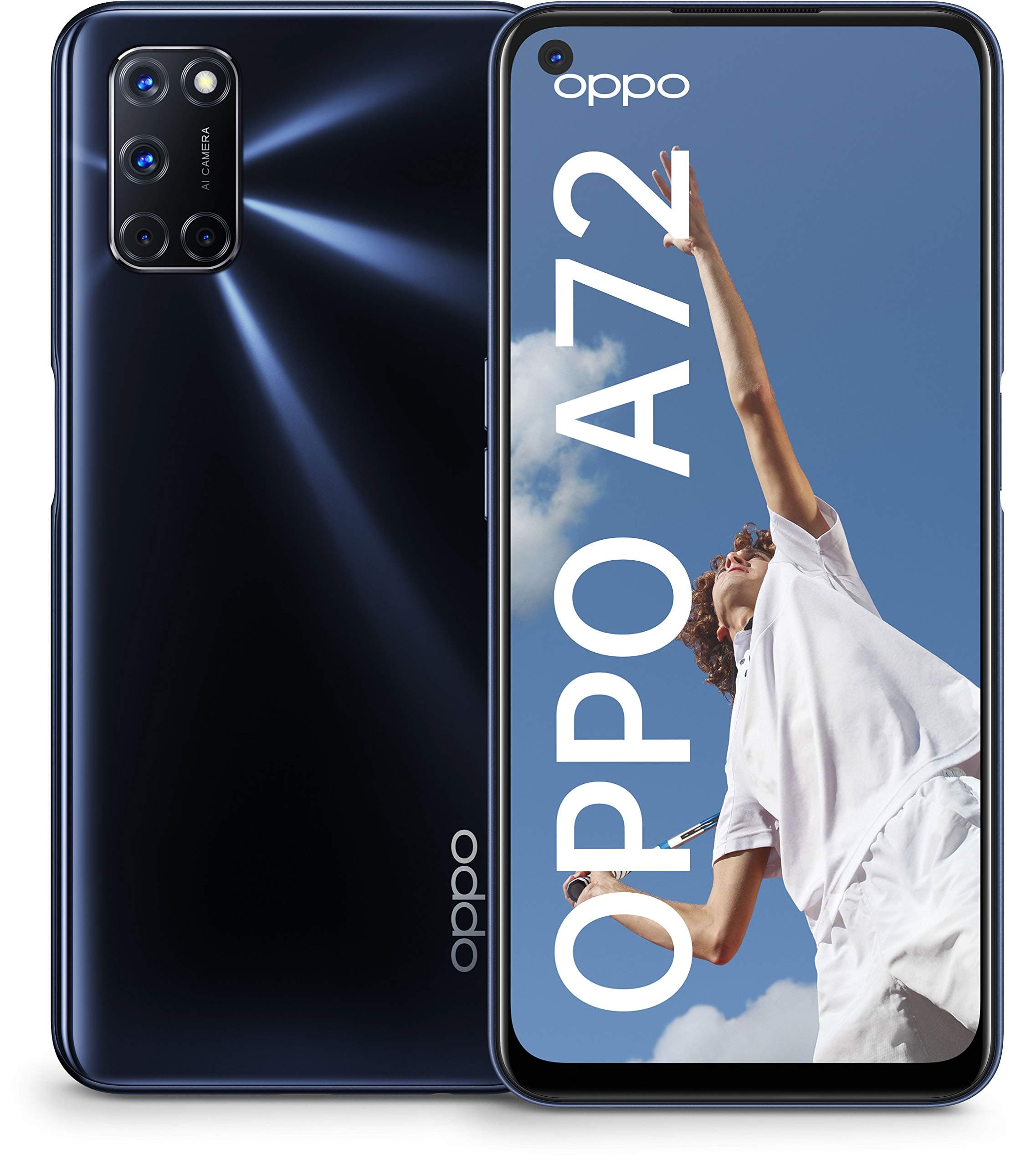 OPPO A72 Single-SIM 128GB (GSM Only | No CDMA) Factory Unlocked 4G/LTE Smartphone (Twilight Black) - International Version