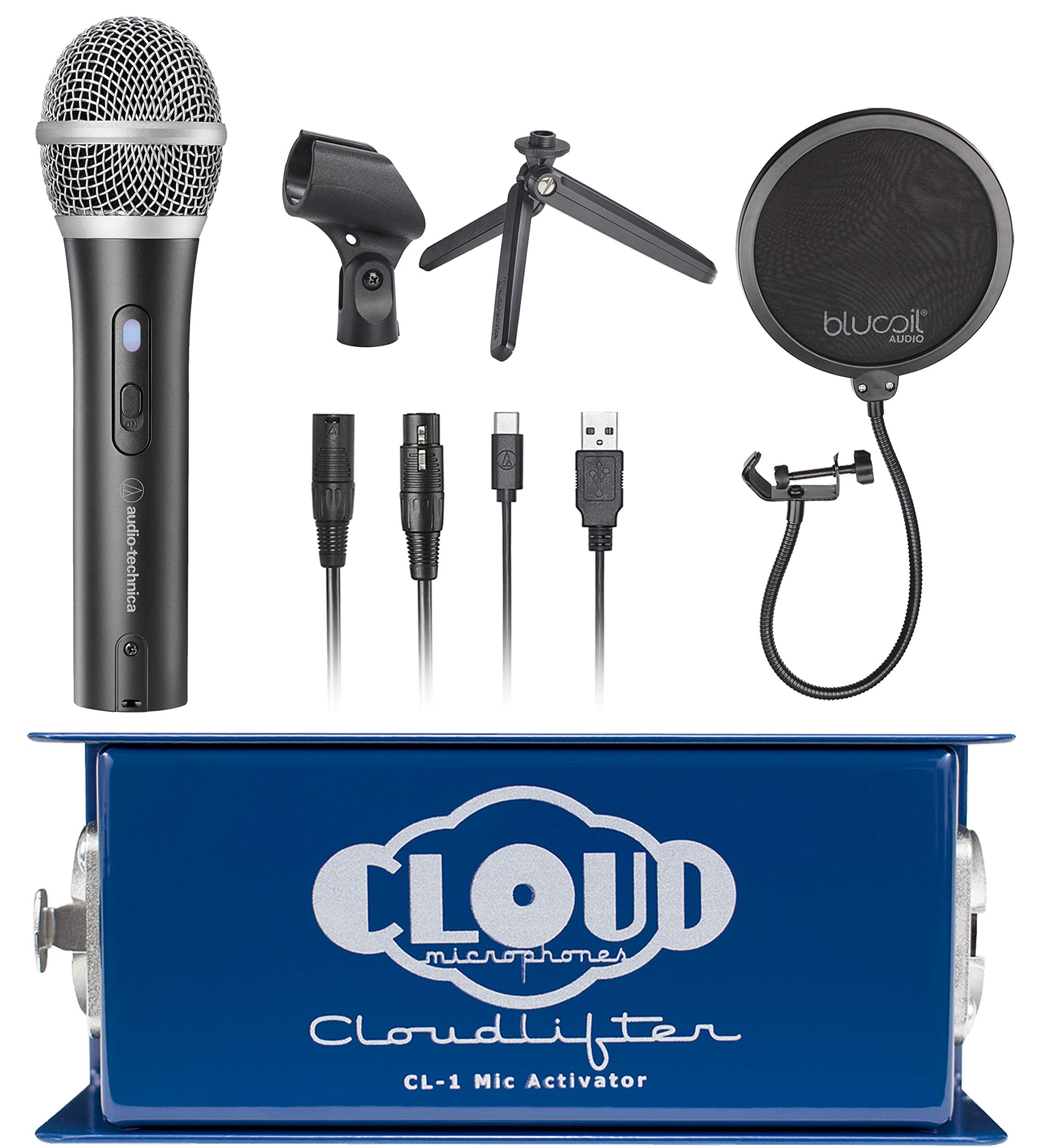 Cloud Microphones CL-1 Cloudlifter 1 Channel Mic Activator for Dynamic, Ribbon & Tube Microphones Bundle with ATR2100X-USB Cardioid Dynamic Microph...