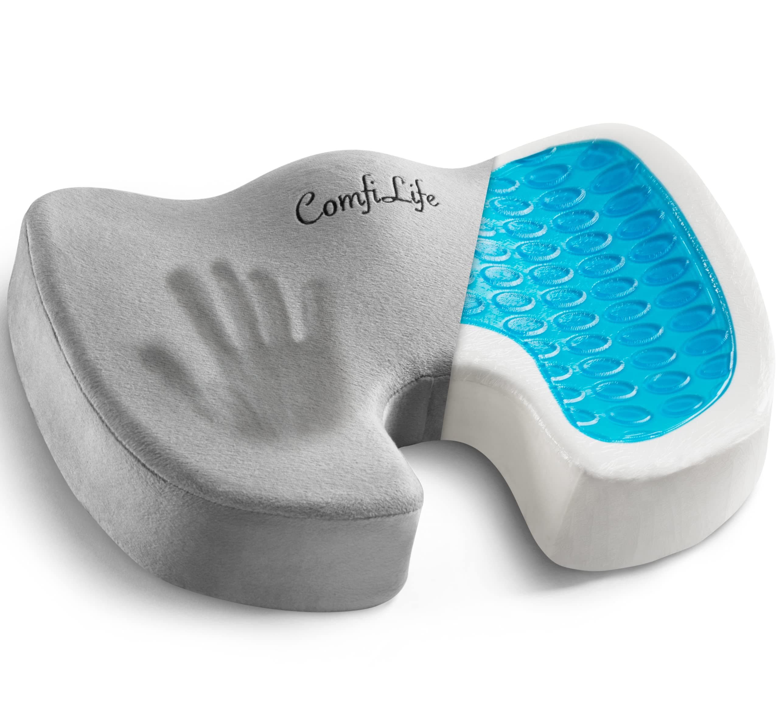 ComfiLife Gel Enhanced Seat Cushion – Non-Slip Orthopedic Gel & Memory Foam Coccyx Cushion for Tailbone Pain – Office Chair Car Seat Cushion – Scia...