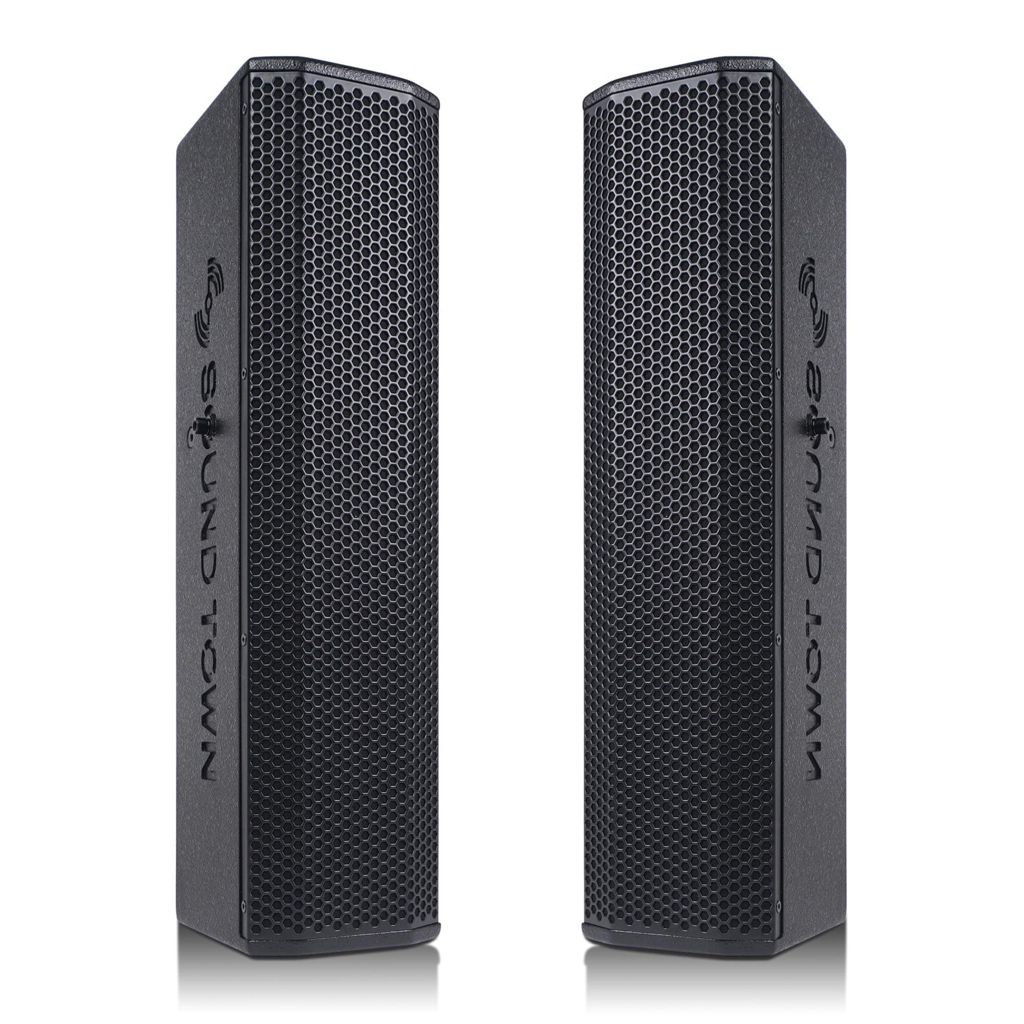 Sound Town Pair of Passive Wall-Mount Column Mini Line Array Speakers with 4 x 5” Woofers, Black for Live Event, Church, Conference, Lounge, CARPO-V5B