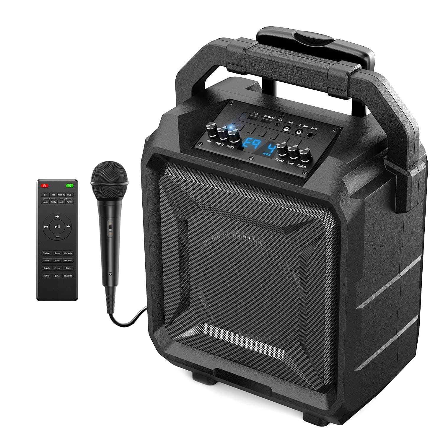 600W PA System with Microphone Rechargeable, 8" Outdoor Bluetooth Party Speakers with Super Bass & 3'' Clear Treble Sound, Karaoke Mach...