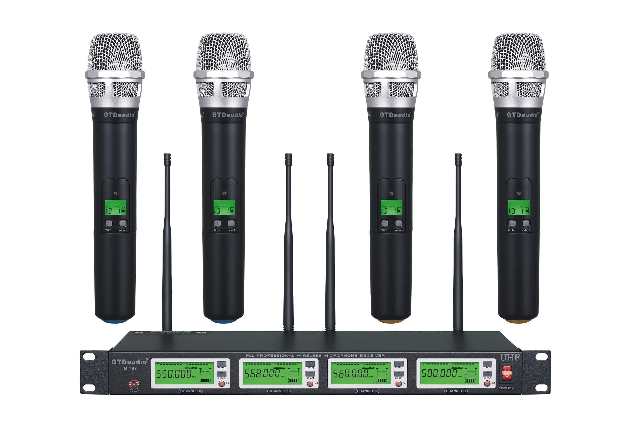 GTD Audio 4x800 Adjustable Channels UHF Diversity Wireless Cordless Handheld Microphone Mic System Ideal for Church, Karaoke, Dj Party, Range 450ft...