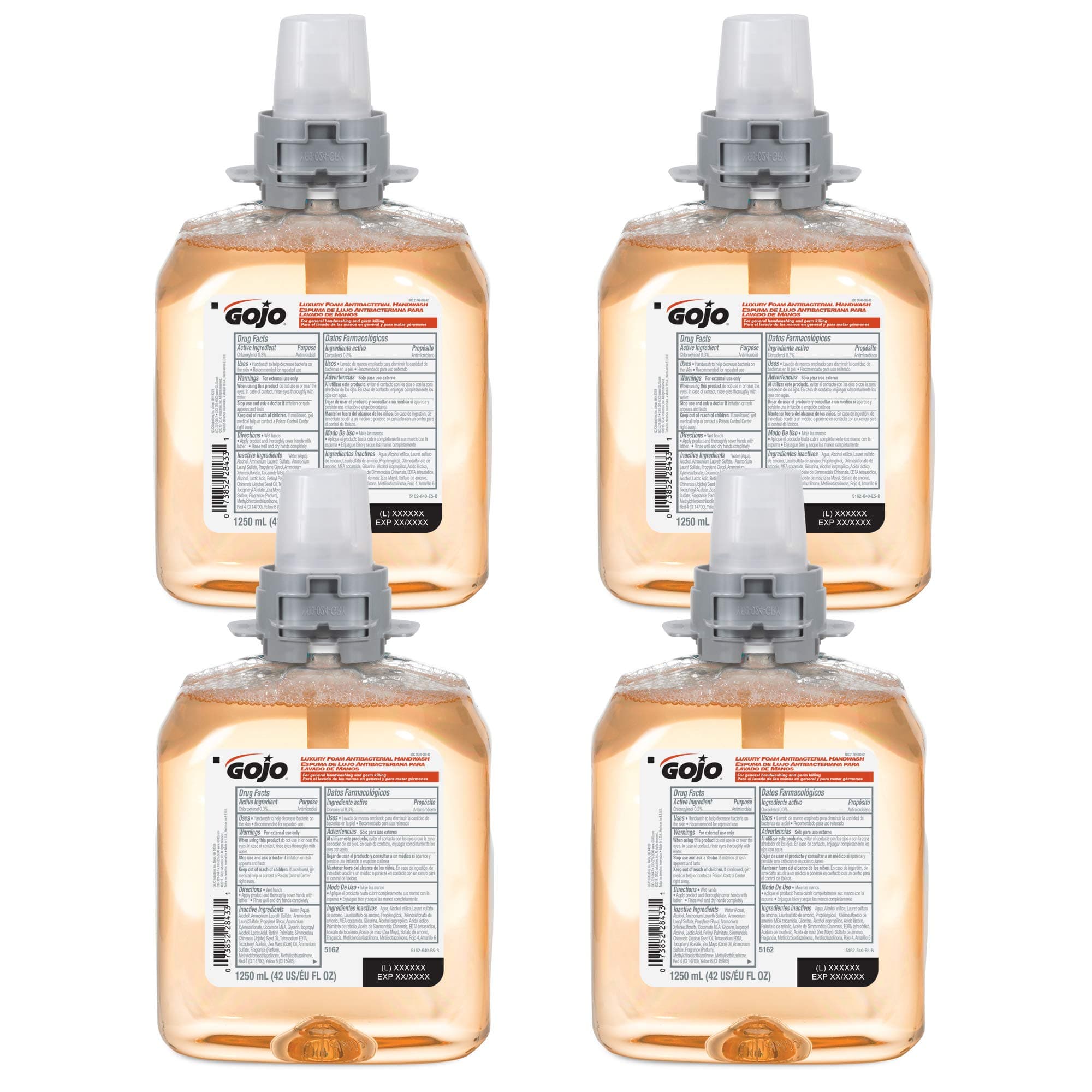 GOJO Luxury Foam Antibacterial Handwash, Fresh Fruit Fragrance, 1250 mL Foam Hand Soap Refill for GOJO FMX-12 Push-Style Dispenser (Pack of 4) – 51...