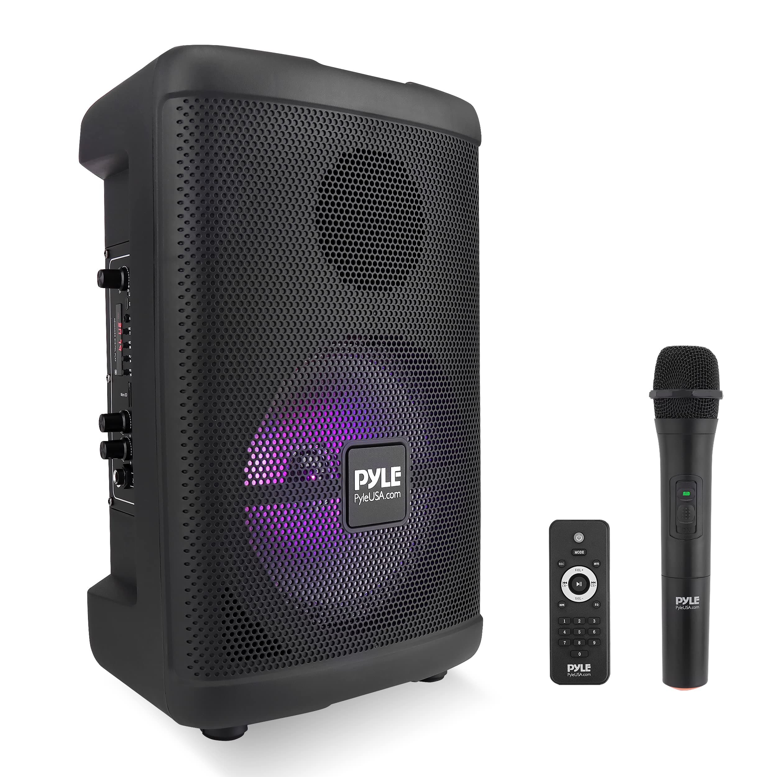 Pyle Portable Bluetooth PA Speaker - 240W 8” Rechargeable Outdoor BT Karaoke Audio System - TWS, Party Lights, LED Display, FM/AUX/MP3/USB/SD, 6.5m...