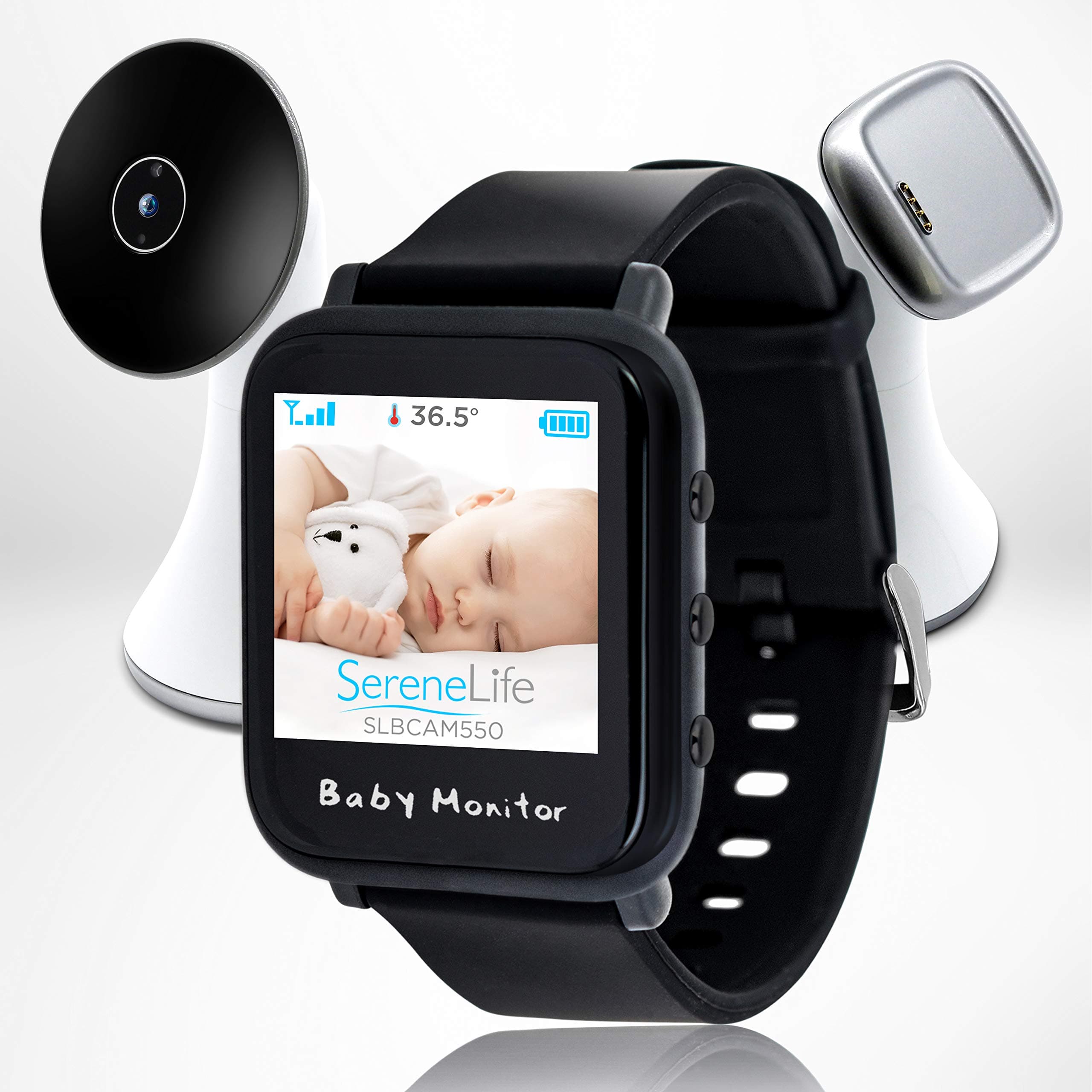 Wireless Baby Camera Monitor System - Long Range Two Way Audio Cam Baby Monitor w/ Smart Watch - Toddler/Infant/Child Cam Video Monitoring w/ Mic/T...