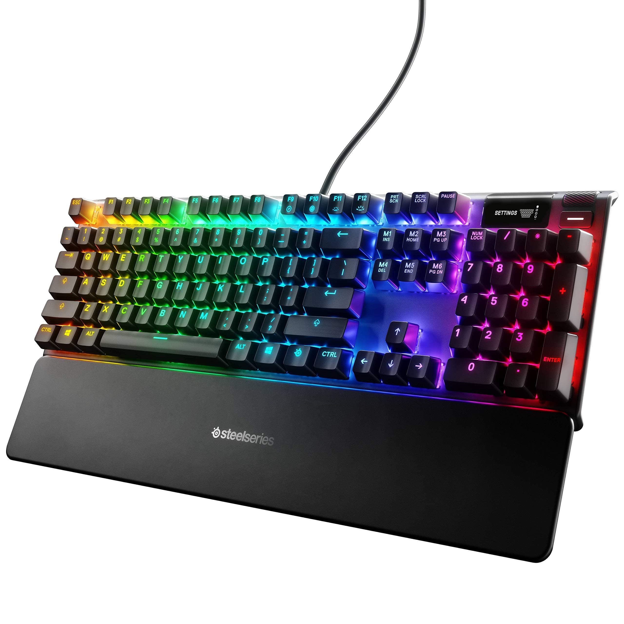 SteelSeries Apex Pro Mechanical Gaming Keyboard – Adjustable Actuation Switches – World’s Fastest Mechanical Keyboard – OLED Smart Display – RGB Ba...
