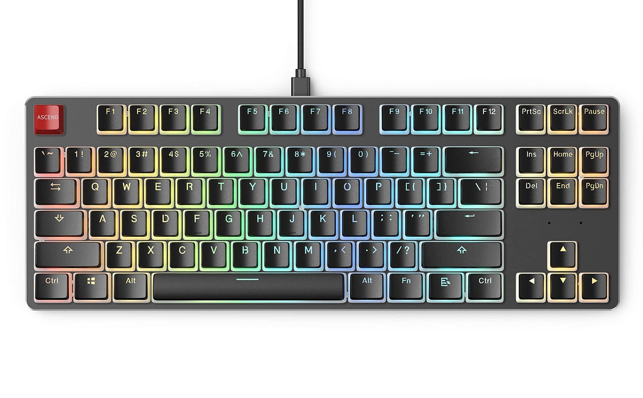 (Keyboard + Keycaps) Glorious Modular Mechanical Gaming Keyboard - TENKEYLESS (87 Key, Prebuilt) + Glorious Black Aura Keycaps (Bundle)