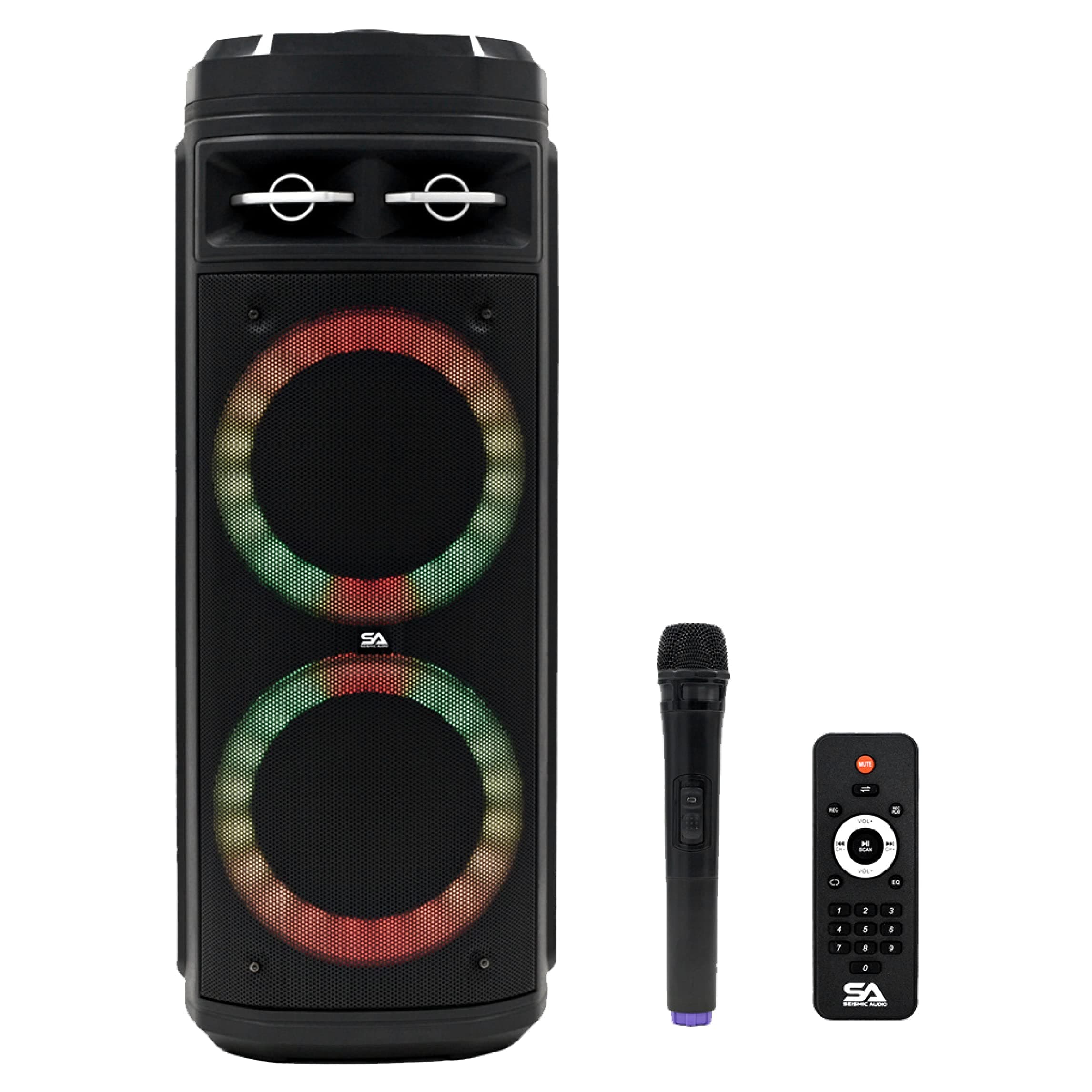 Seismic Audio - SA-KP206 - Powered Portable Dual 6.5 Inch Party & Karaoke Speaker - Home Bluetooth, Wireless Microphone and Remote