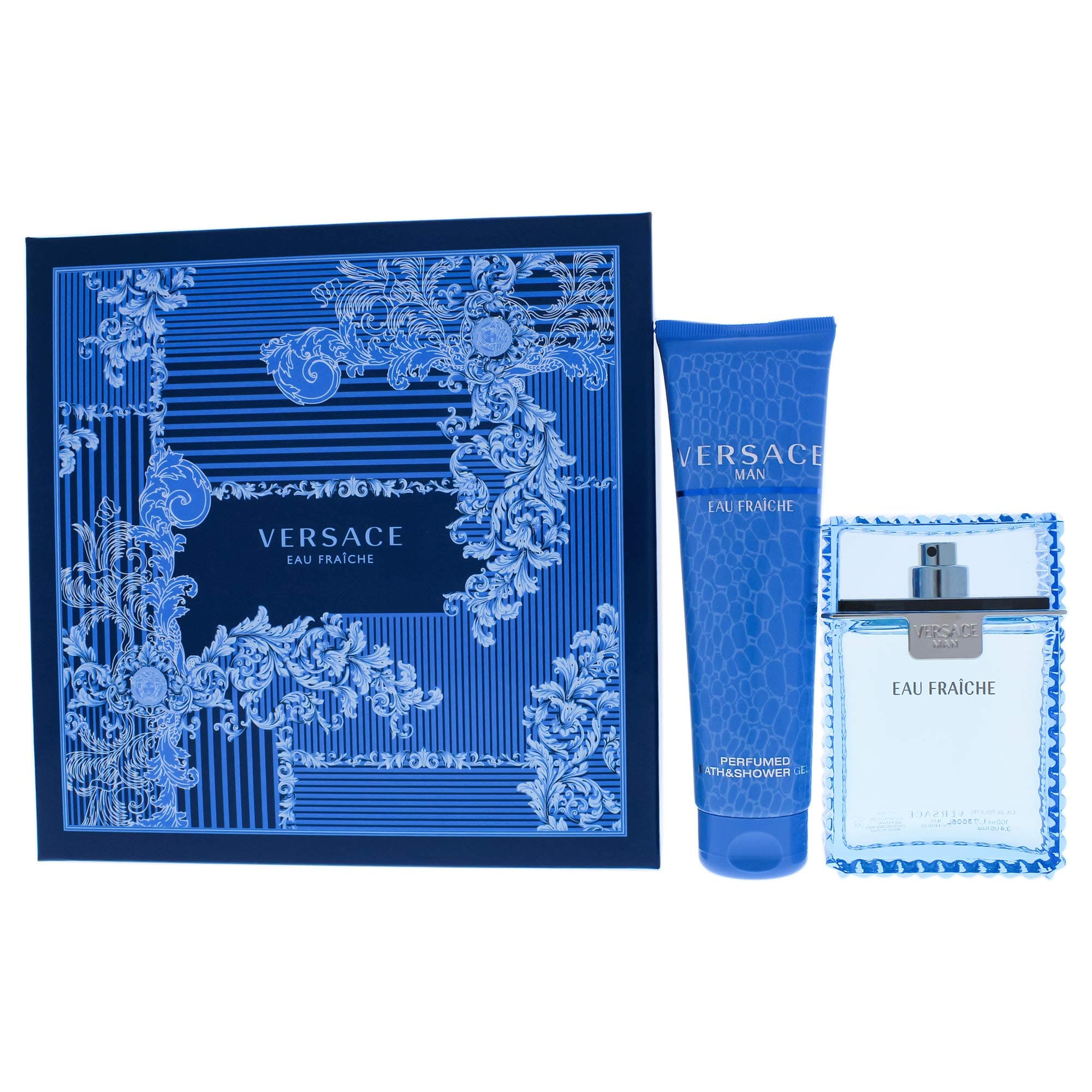 Versace Man Eau Fraiche by Versace for Men - 2 Pc Gift Set 3.4oz EDT Spray, 5oz Perfumed Bath and Shower Gel
