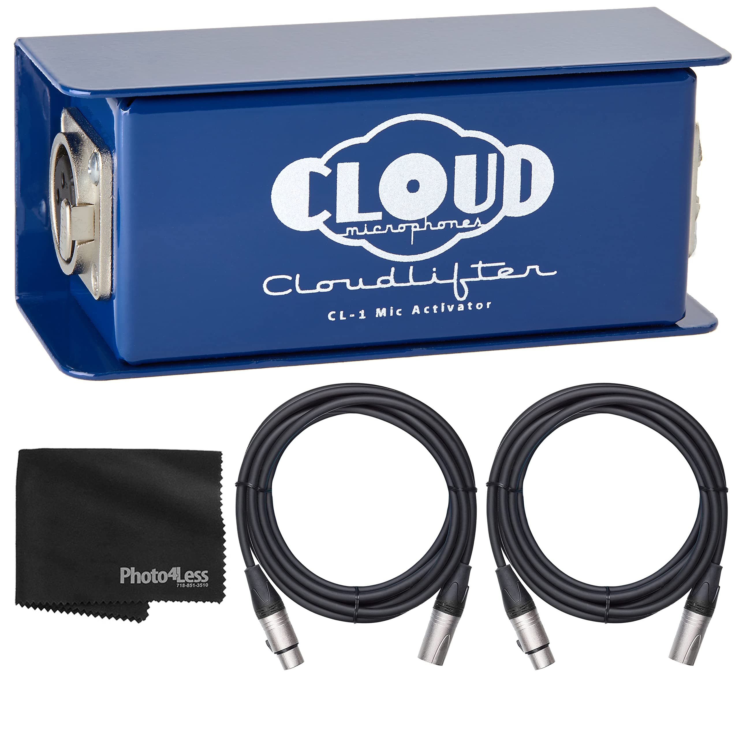 Cloud Microphones Cloudlifter CL-1 1-Channel Mic Activator with 2 Premium Quality XLR Microphone Cables and Surface & Lens Cleaning Cloth