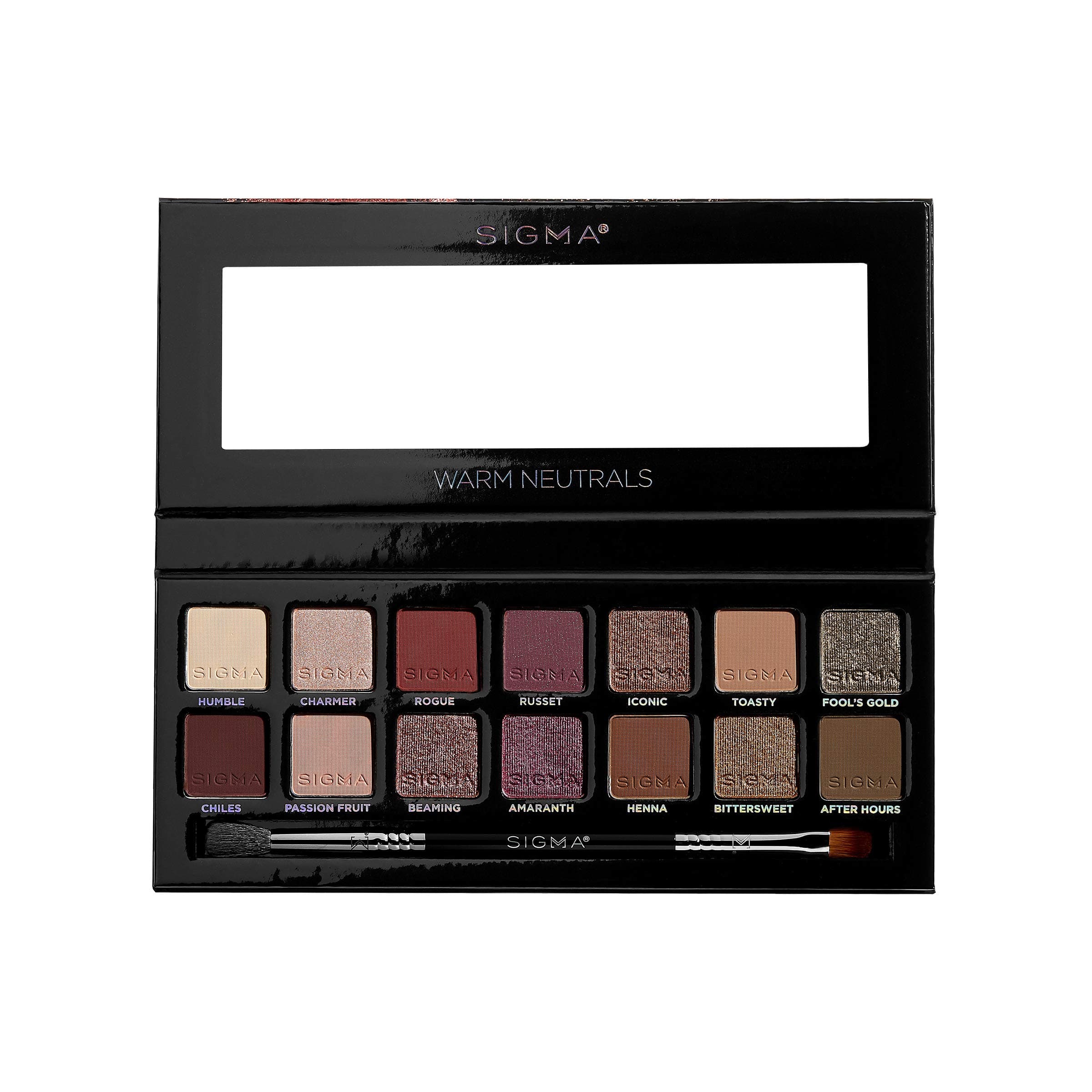 Sigma Beauty Warm Neutrals Eyeshadow Palette 14 shades and 1 dual-ended brush