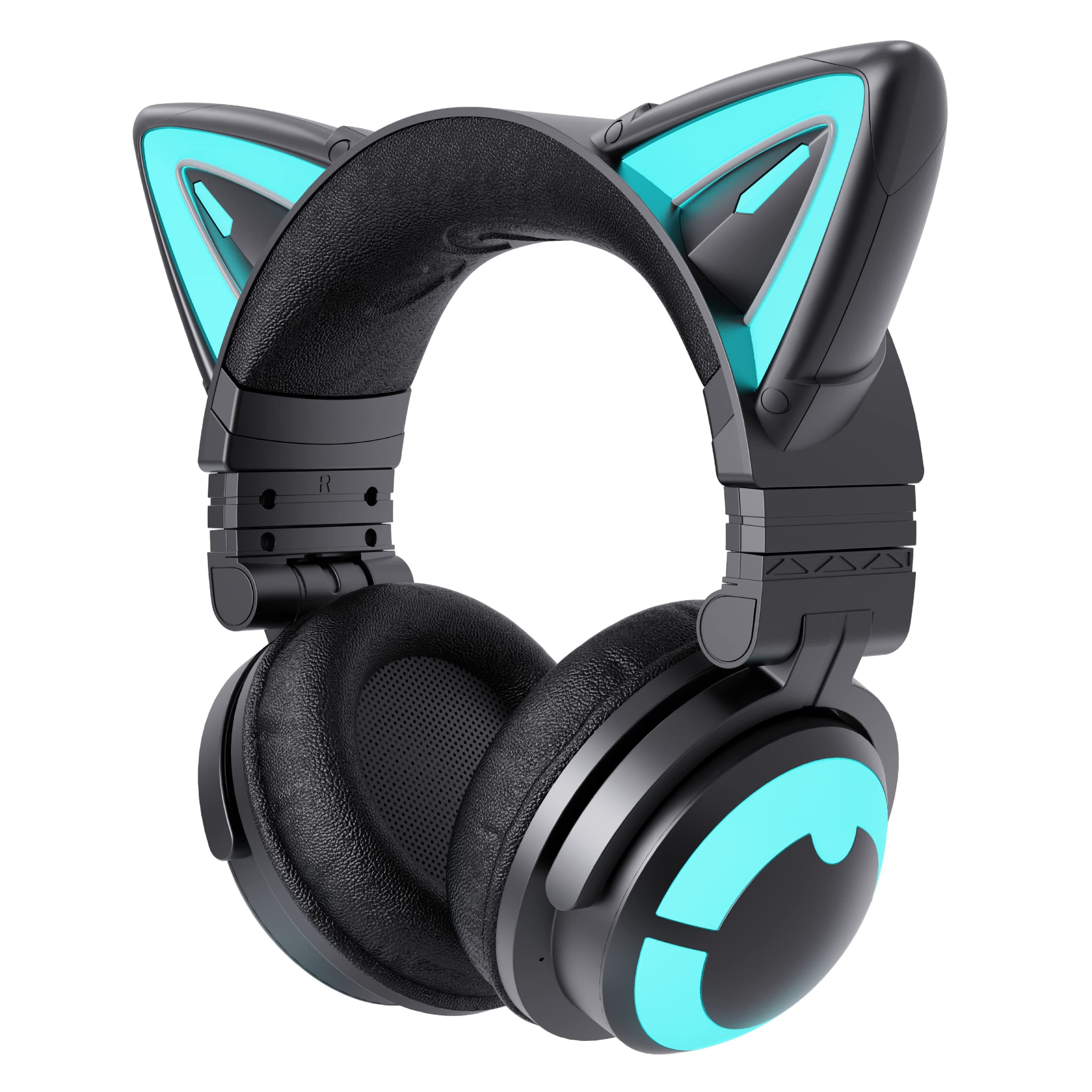 YOWU RGB Cat Ear Headphone 3S Wireless Bluetooth 5.0 Foldable Gaming Headset with Built-in Mic & Customizable Lighting and Effect via APP, Type-C C...