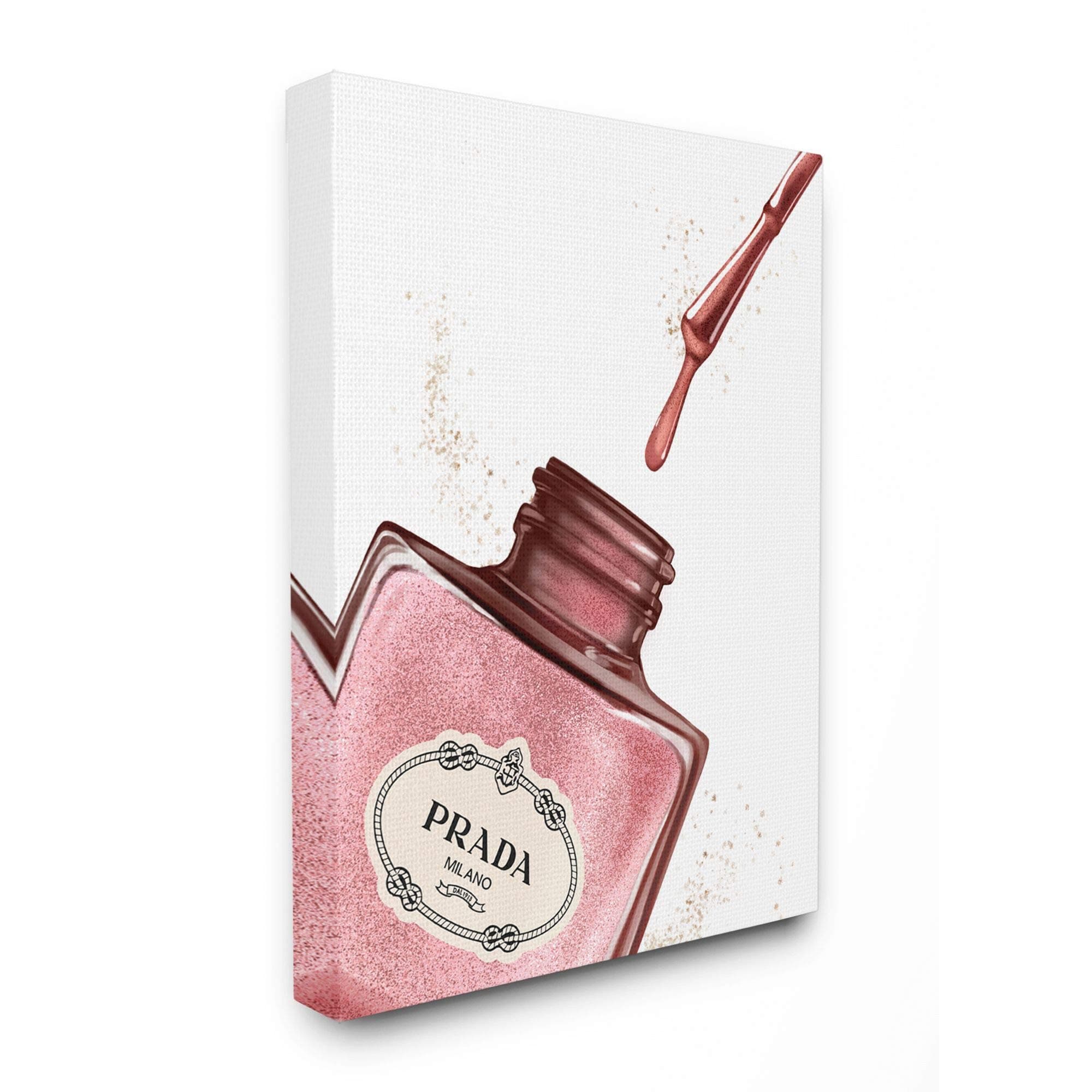 Stupell Industries Makeup Nail Polish Brush Pink Drip Fashion, Design by Artist Ziwei Li Wall Art, 24 x 30, Canvas