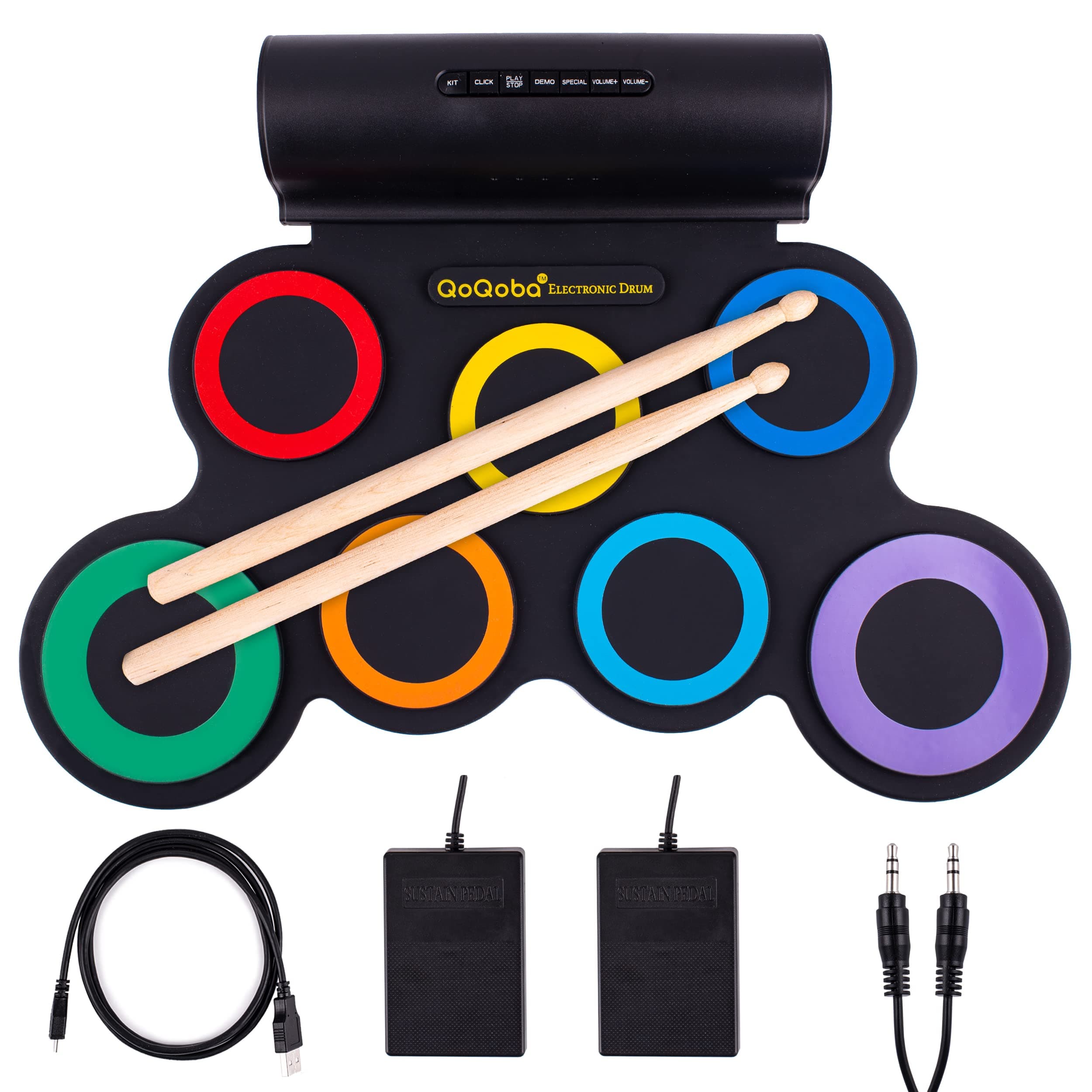 QoQoba Electronic Drum Set for Kids | Adult Beginner Pro MIDI Drum Practice Pad Kit w/Headphone Jack | Drum Sticks | Great Holiday Birthday Gift fo...