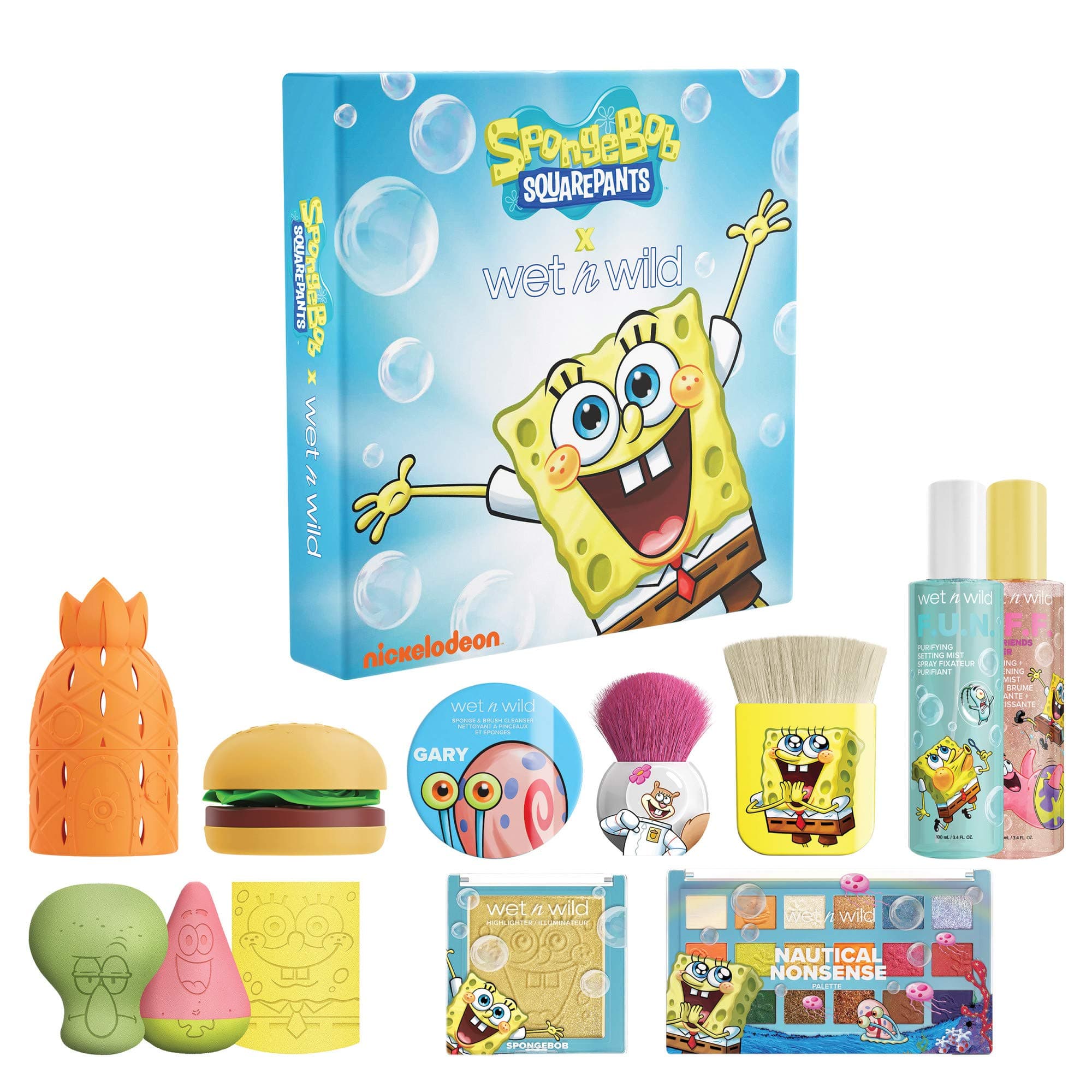 Wet n Wild SpongeBob Squarepants Makeup Collection Makeup Brushes Makeup Sponges Eyeshadow Palette Primer Spray 310014265, SpongeBob PR Box, 35.2 O...