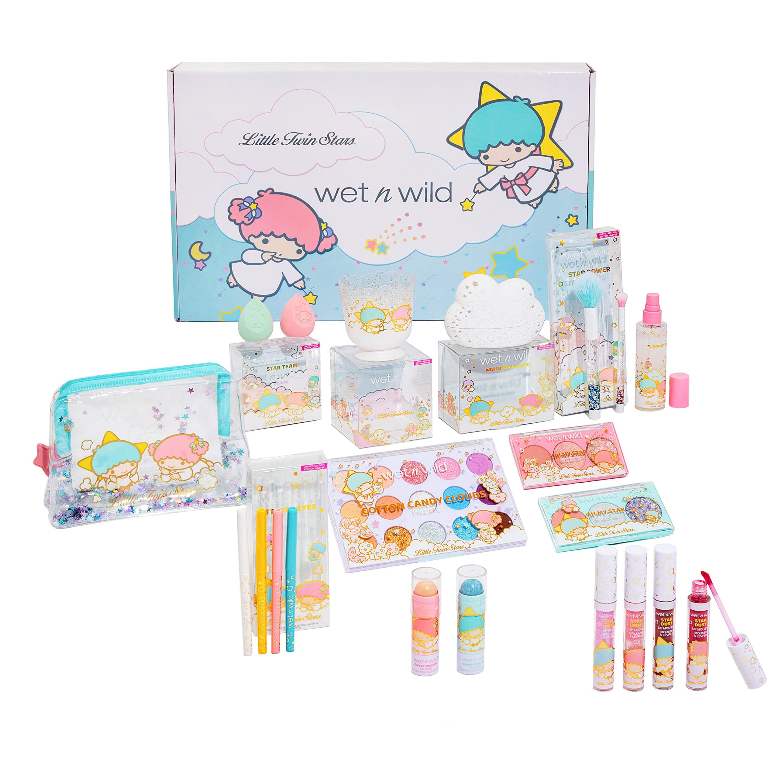 Wet n Wild Little Twin Stars Full Makeup Set | Gift Set | Primer | Setting Spray | Makeup Brushes | Highlighters | Makeup Sponges | 15-Pan Pigment ...