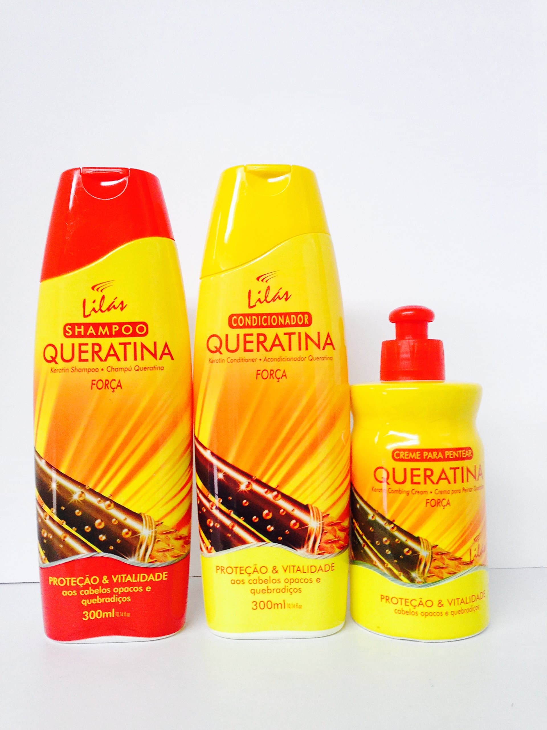 Lilas Keratin Shampoo 10.14 Oz, Keratin Conditioner 10.14 Oz and Keratin Combing Cream 10.14 Oz