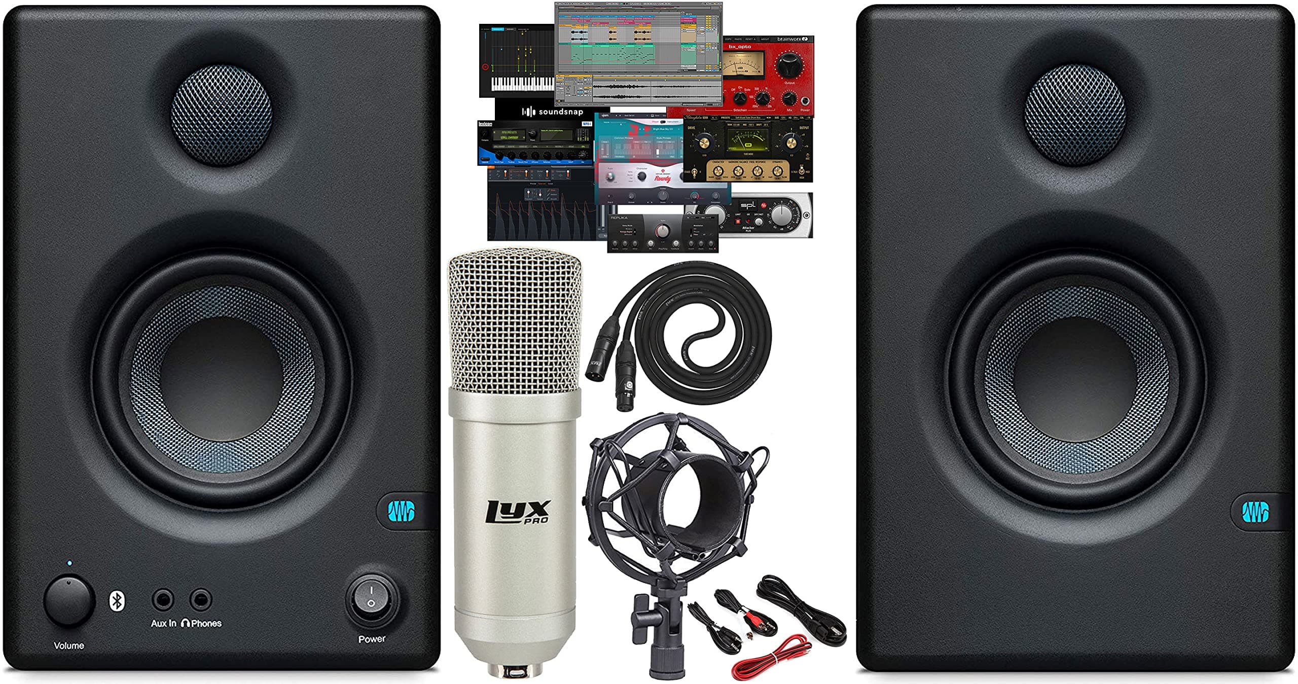 PreSonus Pair of Eris E3.5 BT 3.5" 2-Way 25W Studio Bluetooth Monitors with with Studio One Prime DAW Studio Magic and Plug-in Suite Software P...